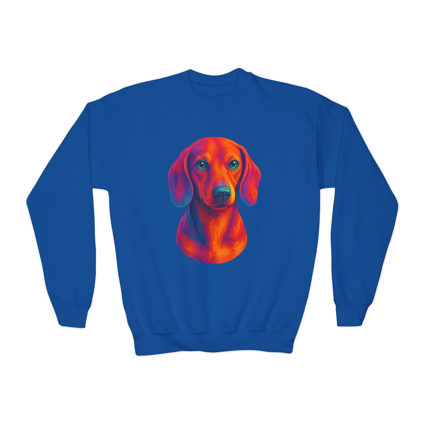 Colorful Dog Sweatshirt, Kid's Weenie Dog Sweatshirt, Puppy Gift, Dog Print Pullover, Dachshund Themed Apparel