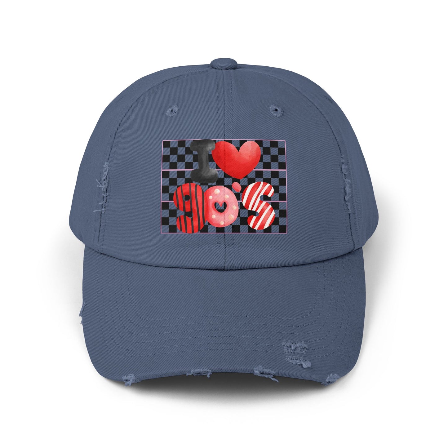 90's Love Unisex Distressed Cap | Retro Hat for Nostalgia Lovers, Vintage Gift, Casual Wear, Festival Accessory, Trendy Streetwear