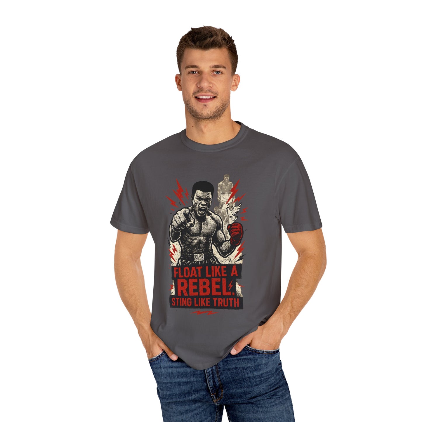 Rebel Spirit T-Shirt, Muhammad Ali Shirt, Gift for Fighters, Motivational Tee for Boxing Fans, Unisex Casual Wear, Sports Enthusiast Shirt