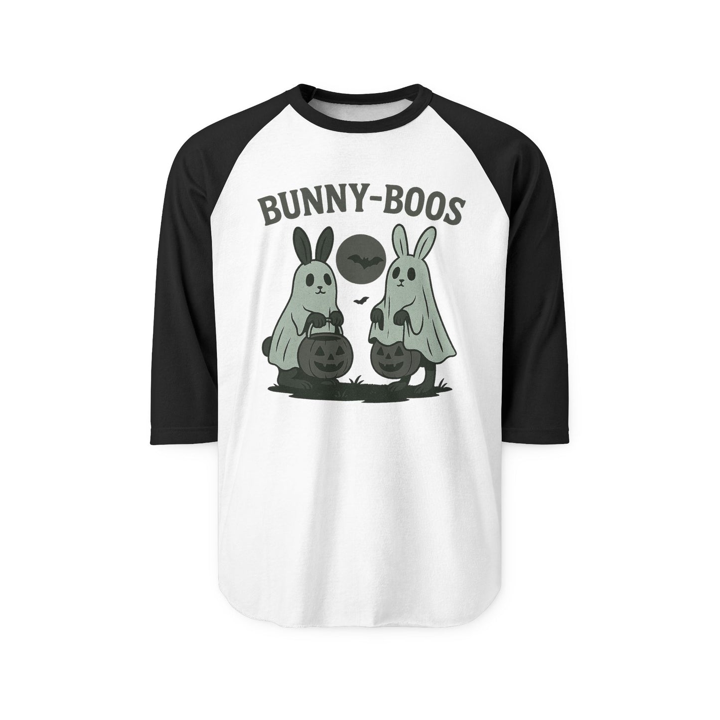 Halloween Bunny-Boos Raglan Shirt, Unisex Tee, Fall Apparel, Cute Halloween Top, Spooky Style, Holiday Gift