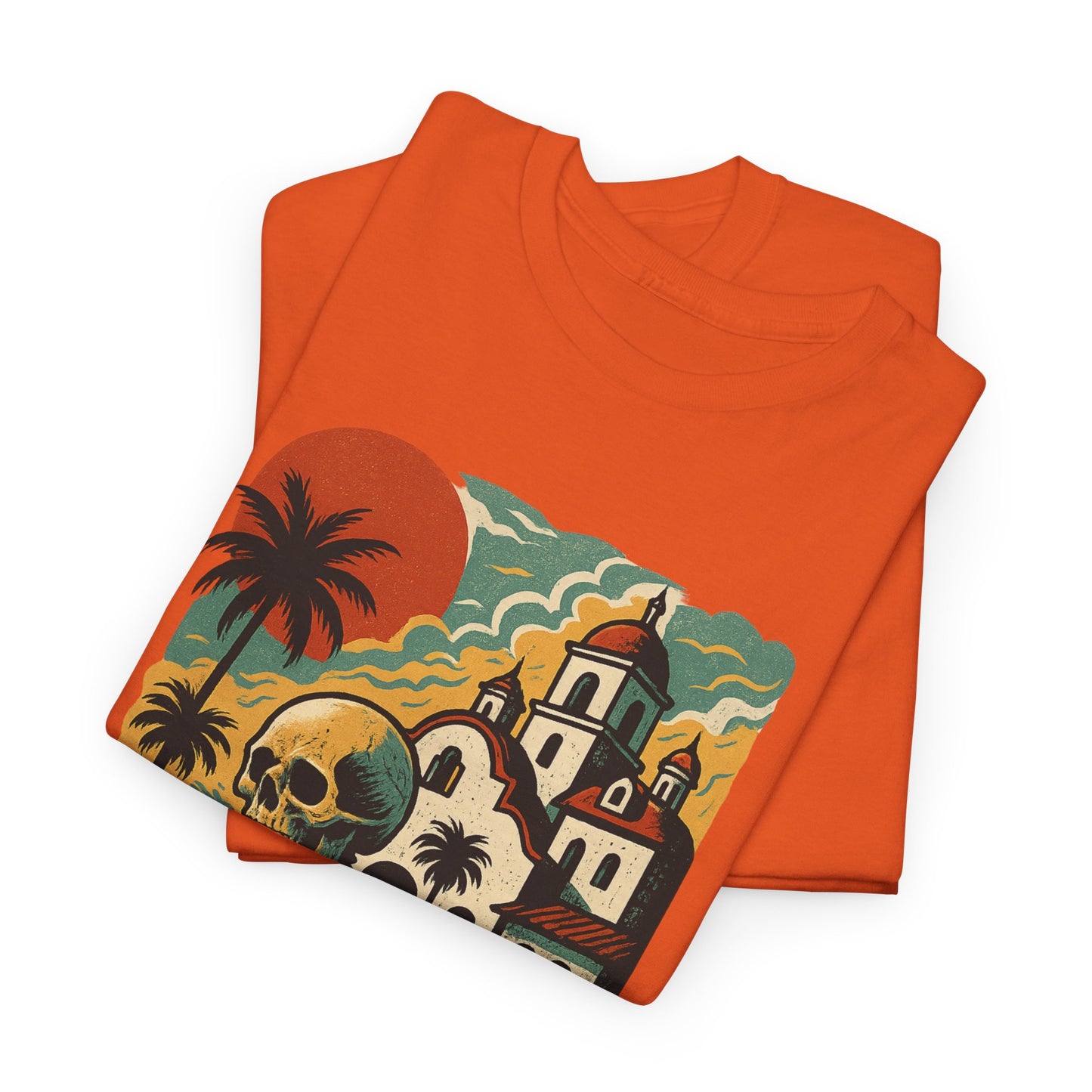 Retro Skeleton Palm Tree Tee, California Hotel, Vintage Beach T-Shirt, Unisex Graphic Top, Summer Vibes Shirt, Ideal for Halloween, Day of the Dead