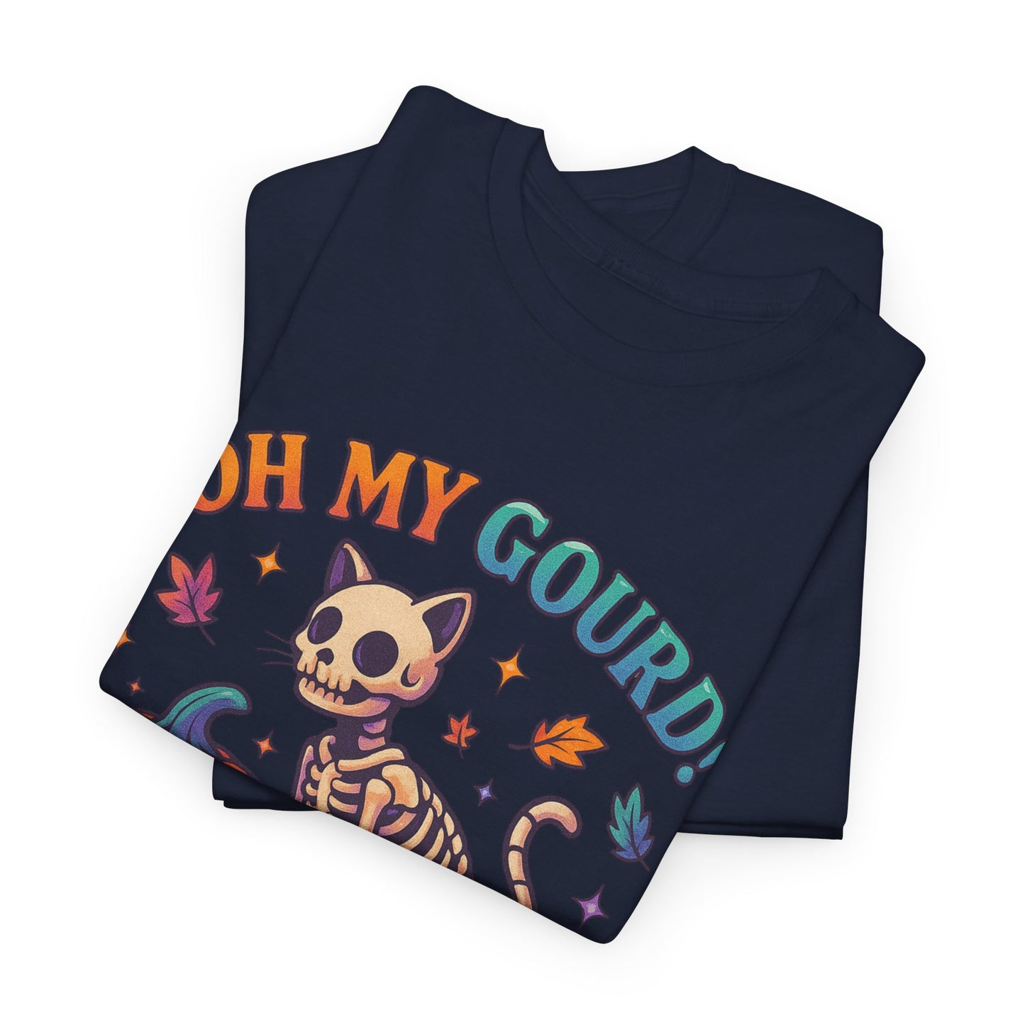 Halloween Cat Tee, Heavy Cotton T-Shirt, Fall Fashion, Cute Halloween Shirt, Pumpkin Lover Gift, Spooky Season Apparel