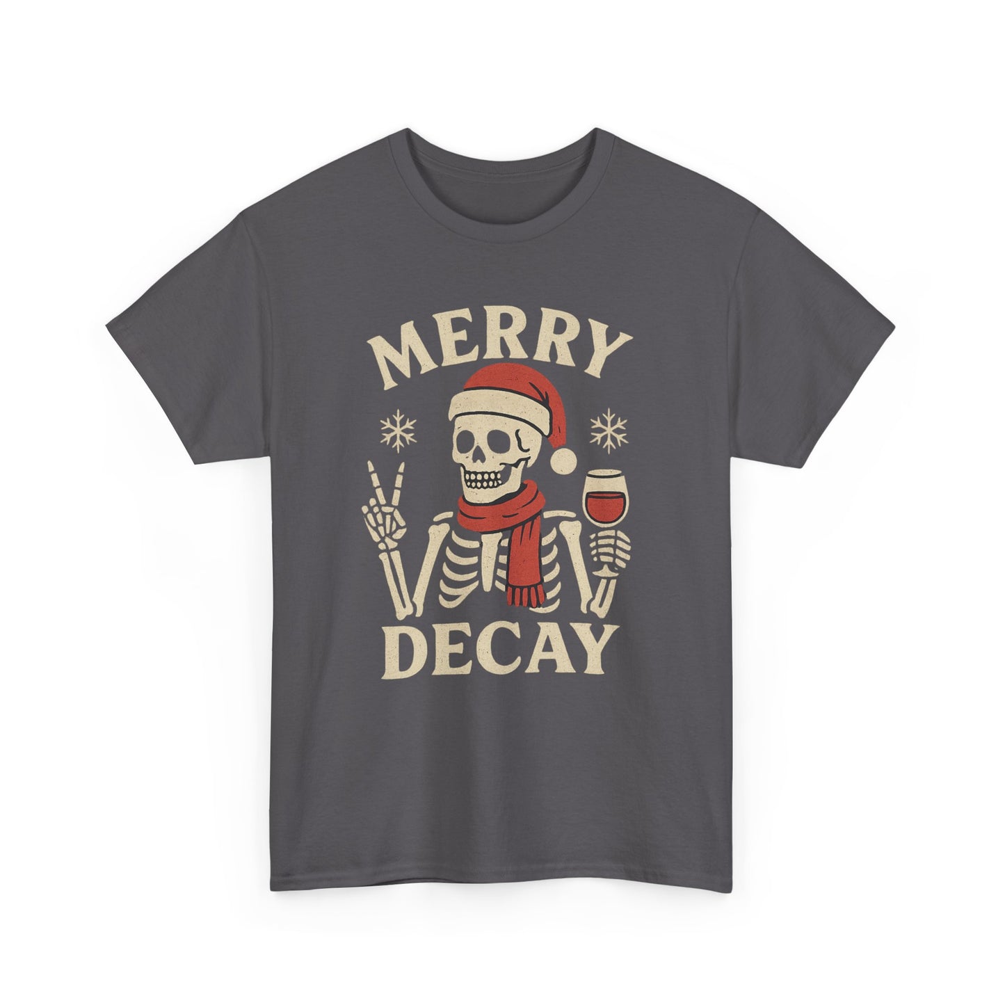 Merry Decay Skeleton Tee, Halloween Shirt, Holiday Graphic Tee, Unisex Casual Wear, Vintage Christmas Apparel