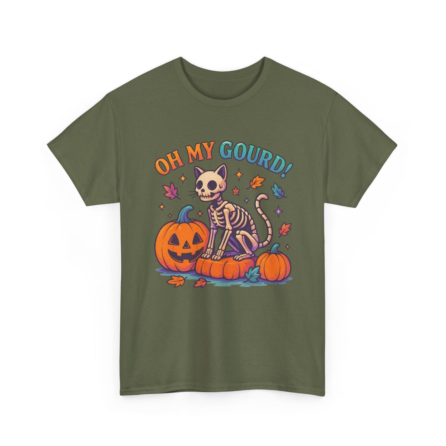 Halloween Cat Tee, Heavy Cotton T-Shirt, Fall Fashion, Cute Halloween Shirt, Pumpkin Lover Gift, Spooky Season Apparel
