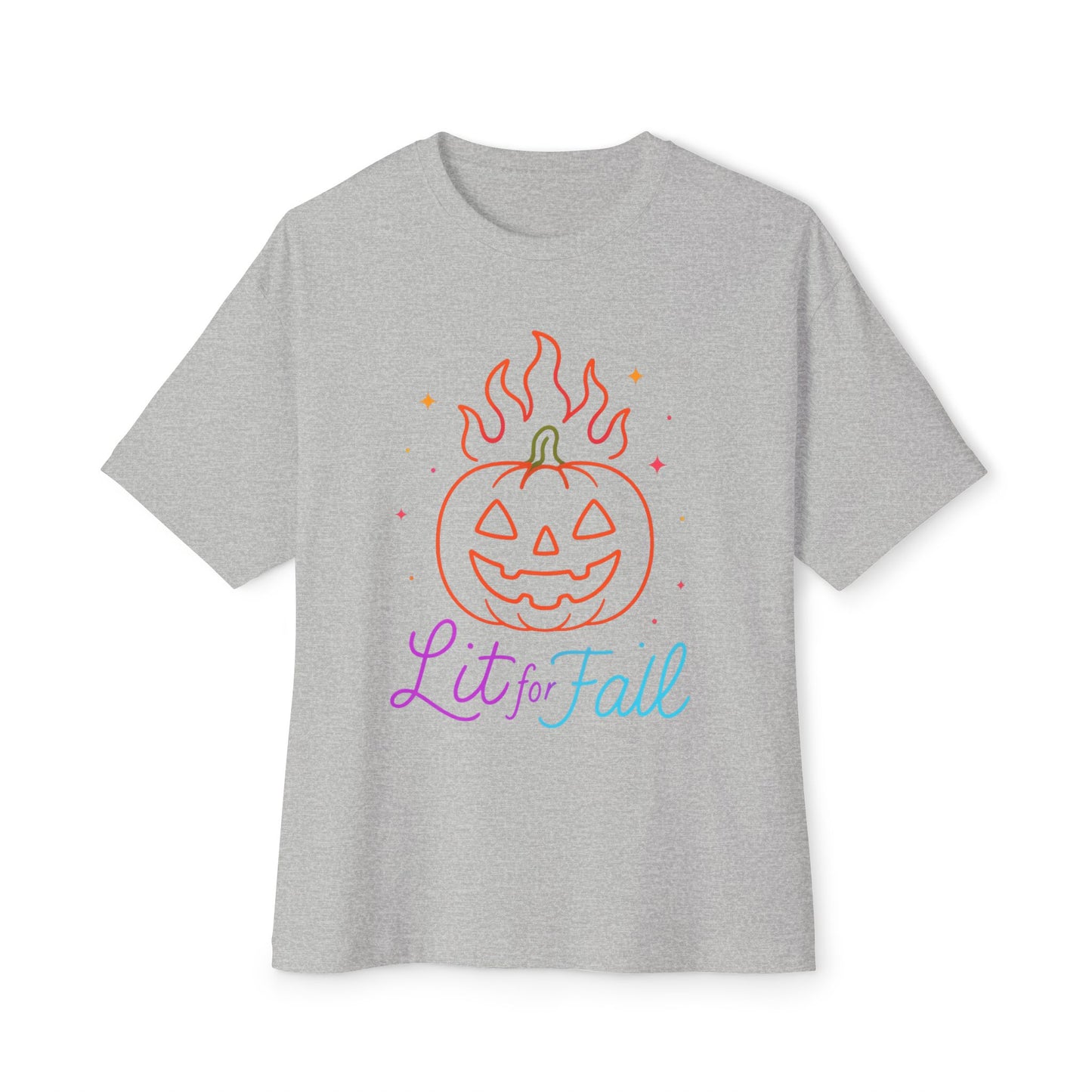 Lit for Fall Oversized Tee, Unisex Halloween T-Shirt, Cozy Fall Apparel, Spooky Season Tee, Pumpkin Design Shirt