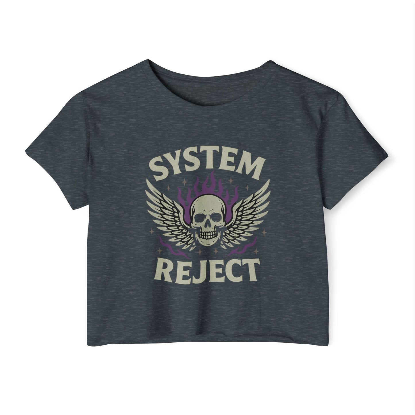 Women's Festival Crop Top with 'SYSTEM REJECT' Graphic, Bohemian Style Activewear, Music Festival Outfit, Edgy Summer Top, Streetwear [...]