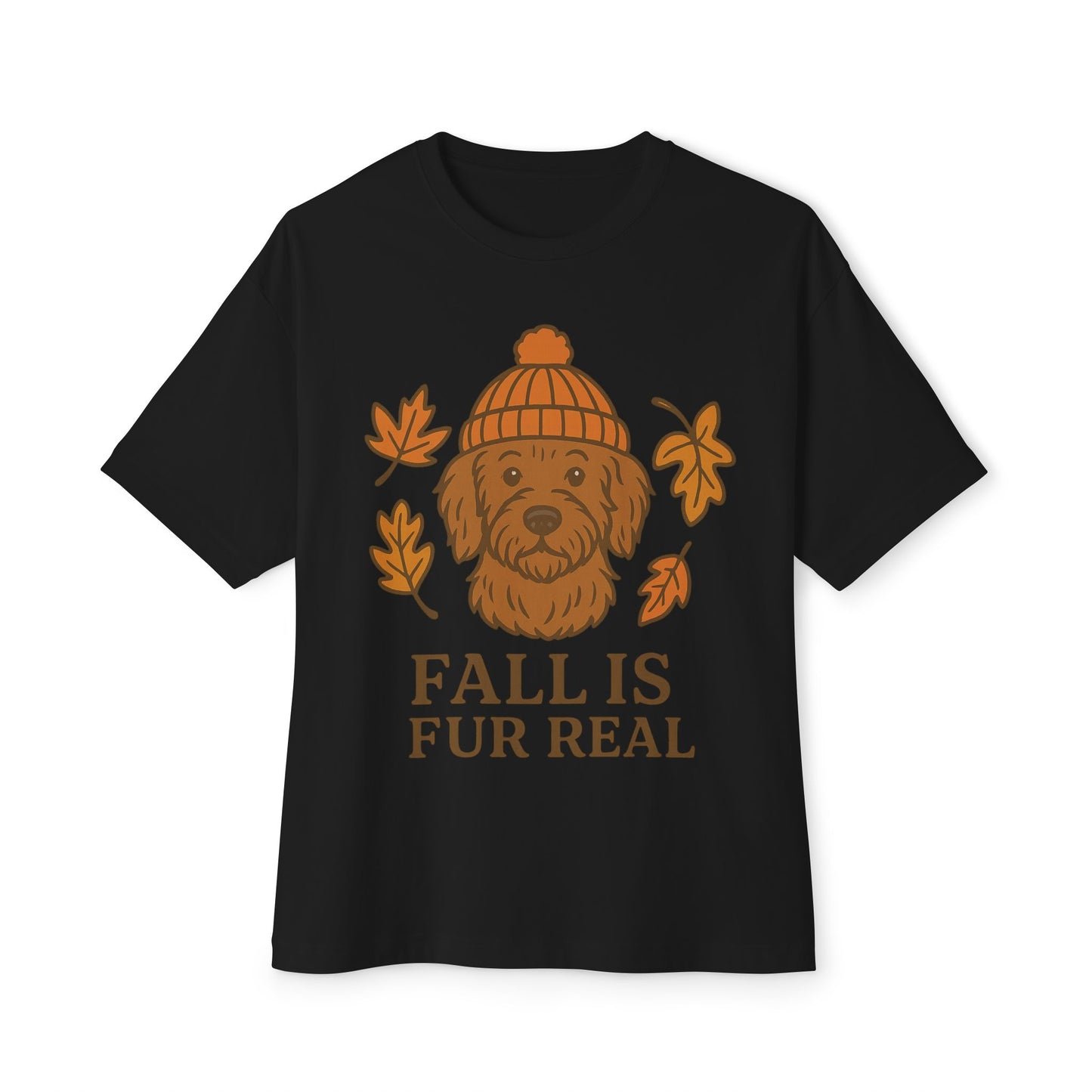 Cozy Fall Dog T-Shirt - Unisex Oversized Boxy Tee, Cute Pet Lover Gift, Autumn Apparel, Fall Fashion, Dog Mom Must-Have