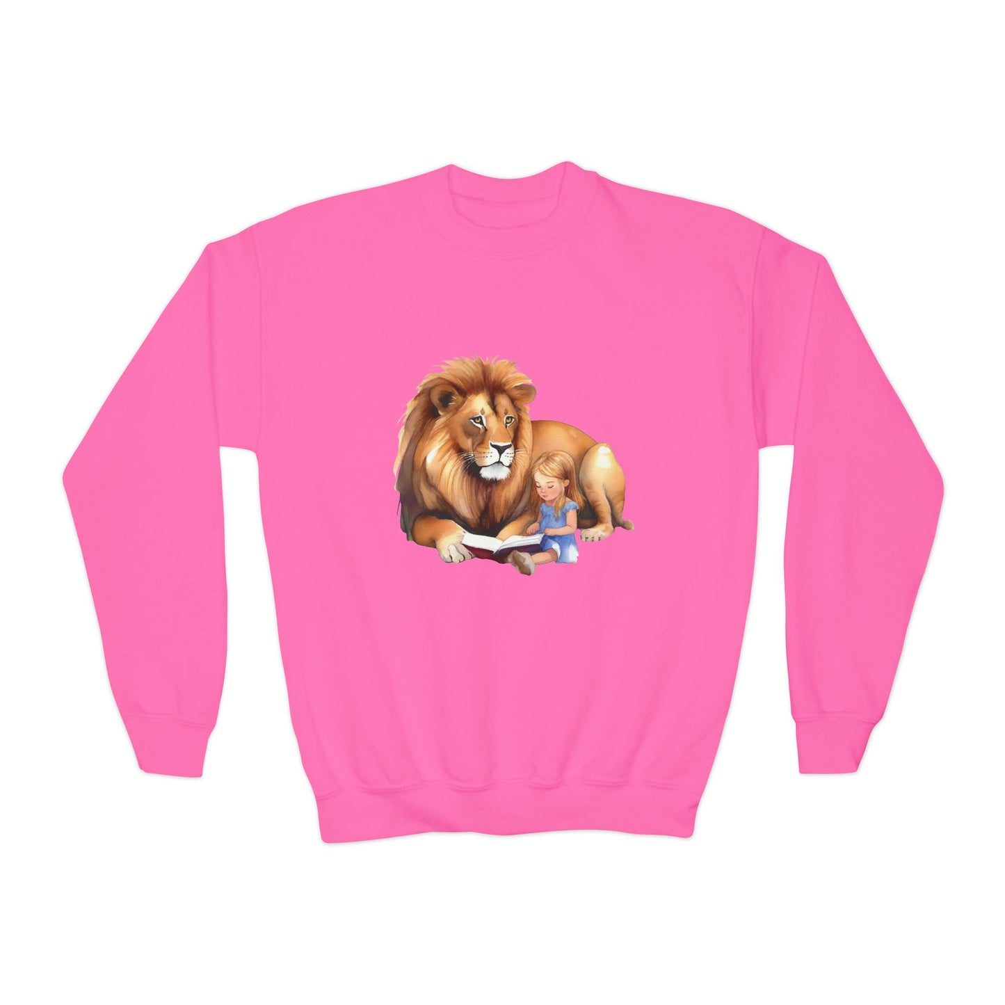 Youth Crewneck Sweatshirt featuring a Lion and Child, Animal Lovers Gift, Kids Sweatshirt, Fun Adventure Apparel, Perfect [...]