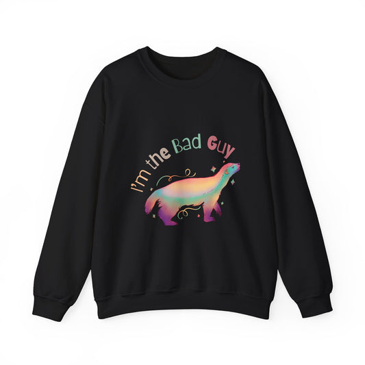 Rainbow Bad Guy Honey Badger Crewneck Sweatshirt | Gift for Animal Lovers, loungwear, Trendy Aesthetic, Birthday Gift