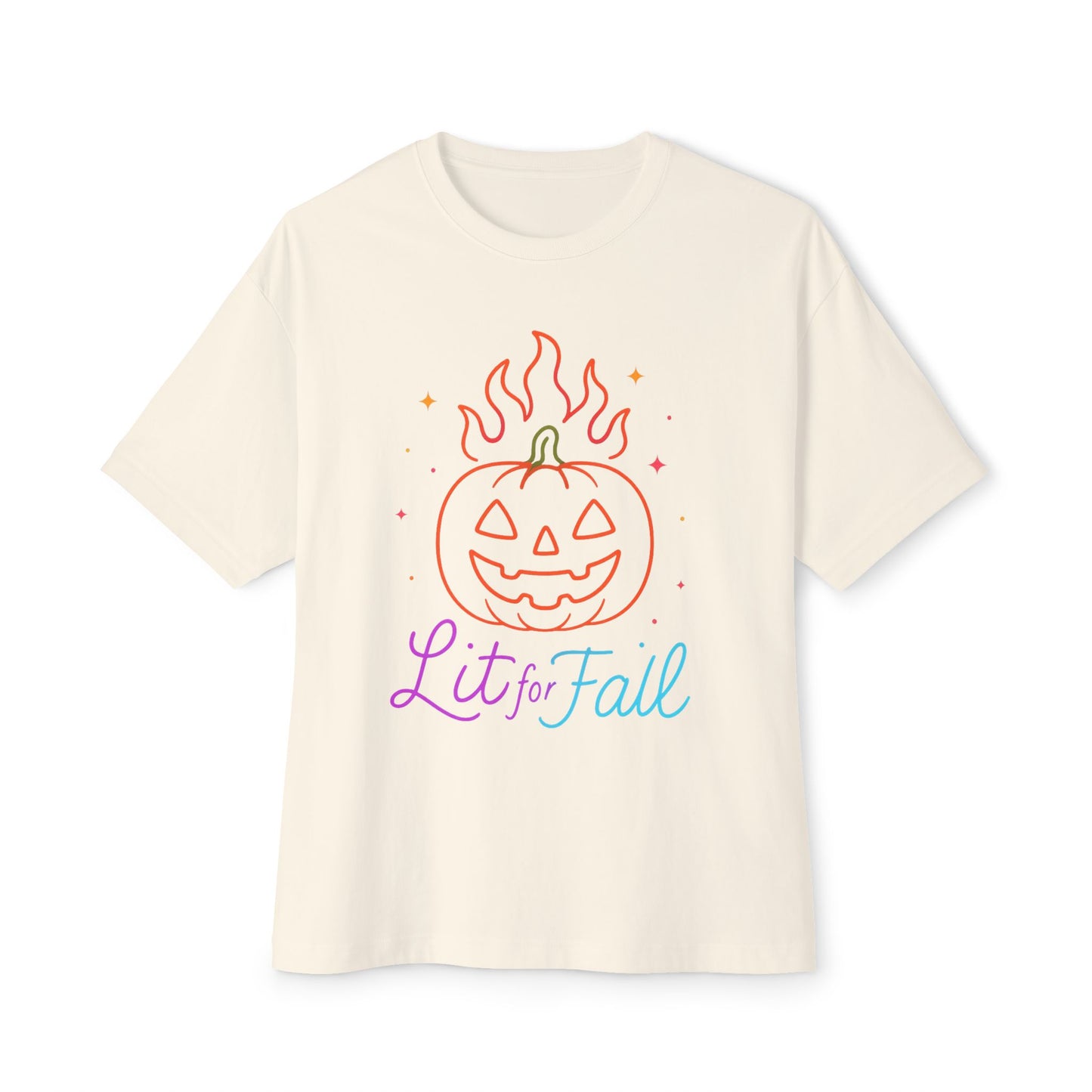 Lit for Fall Oversized Tee, Unisex Halloween T-Shirt, Cozy Fall Apparel, Spooky Season Tee, Pumpkin Design Shirt