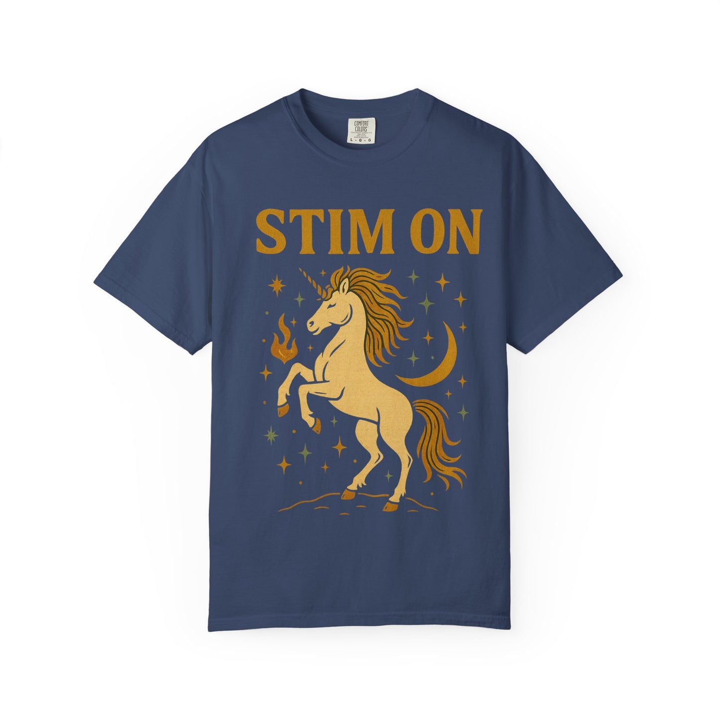 Unisex Garment-Dyed T-Shirt with 'Stim On' Unicorn Design | Fun Casual Wear, Unique Gift, Summer Fashion, Birthday Present, Relaxed Style
