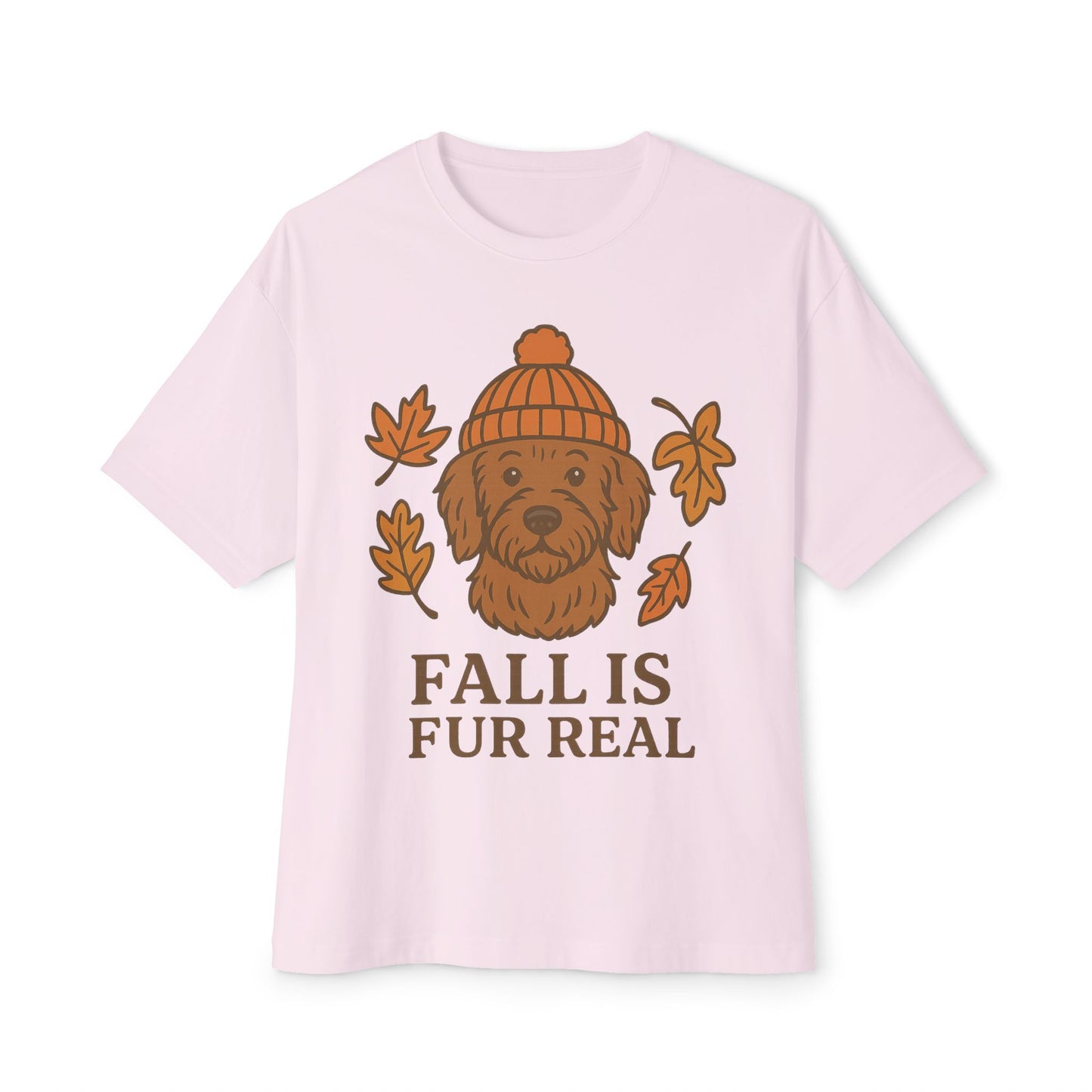 Cozy Fall Dog T-Shirt - Unisex Oversized Boxy Tee, Cute Pet Lover Gift, Autumn Apparel, Fall Fashion, Dog Mom Must-Have