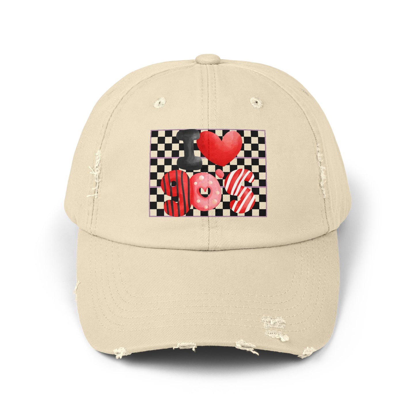90's Love Unisex Distressed Cap | Retro Hat for Nostalgia Lovers, Vintage Gift, Casual Wear, Festival Accessory, Trendy Streetwear
