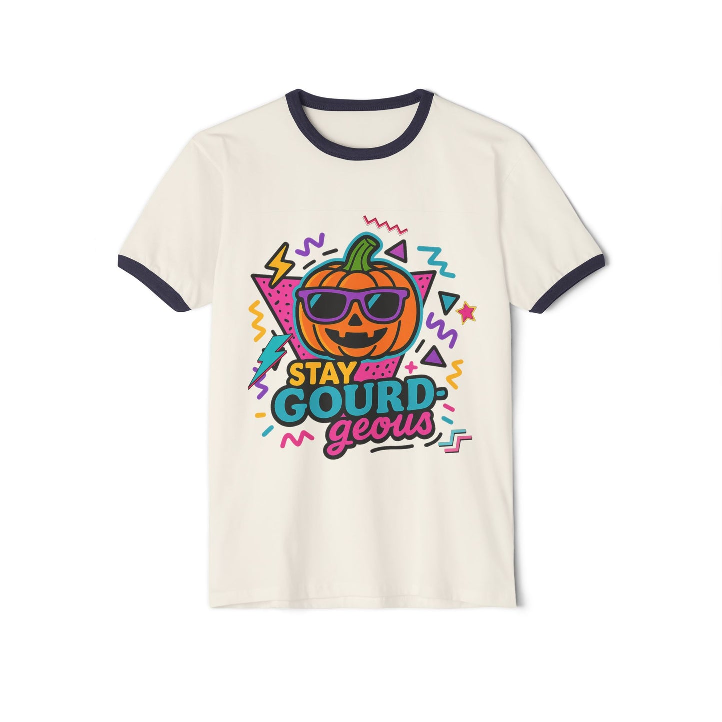 Stay Gourd-geous Halloween Unisex Cotton Ringer T-Shirt, Cute Pumpkin Tee, Spooky Vibes Shirt, Fall Fashion, Halloween Costume