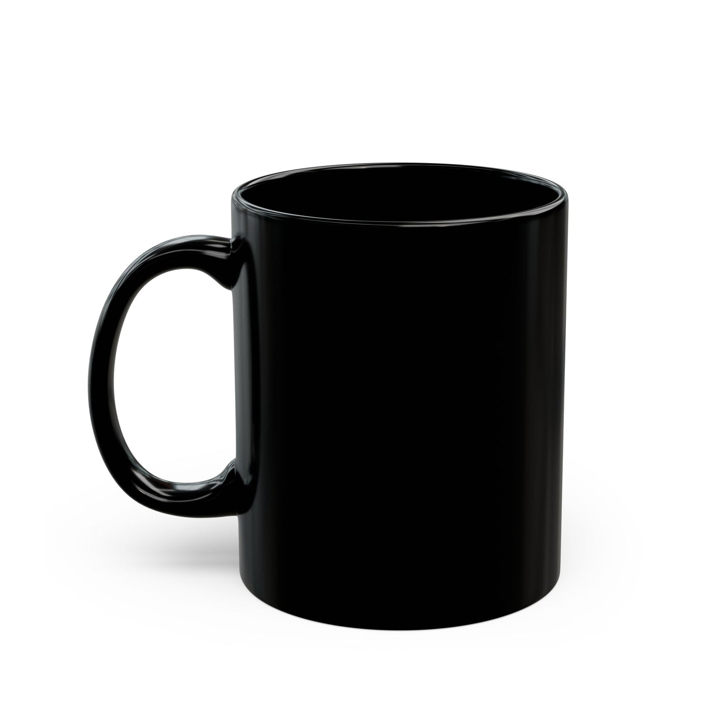Smiling Cloud with Rainbow Coffee Cup: Sarcastic Black Glossy Coffee Mug for Dark Humor Lovers