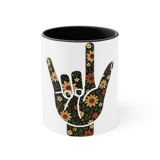Floral ASL Symbol Mug – Sign with Style