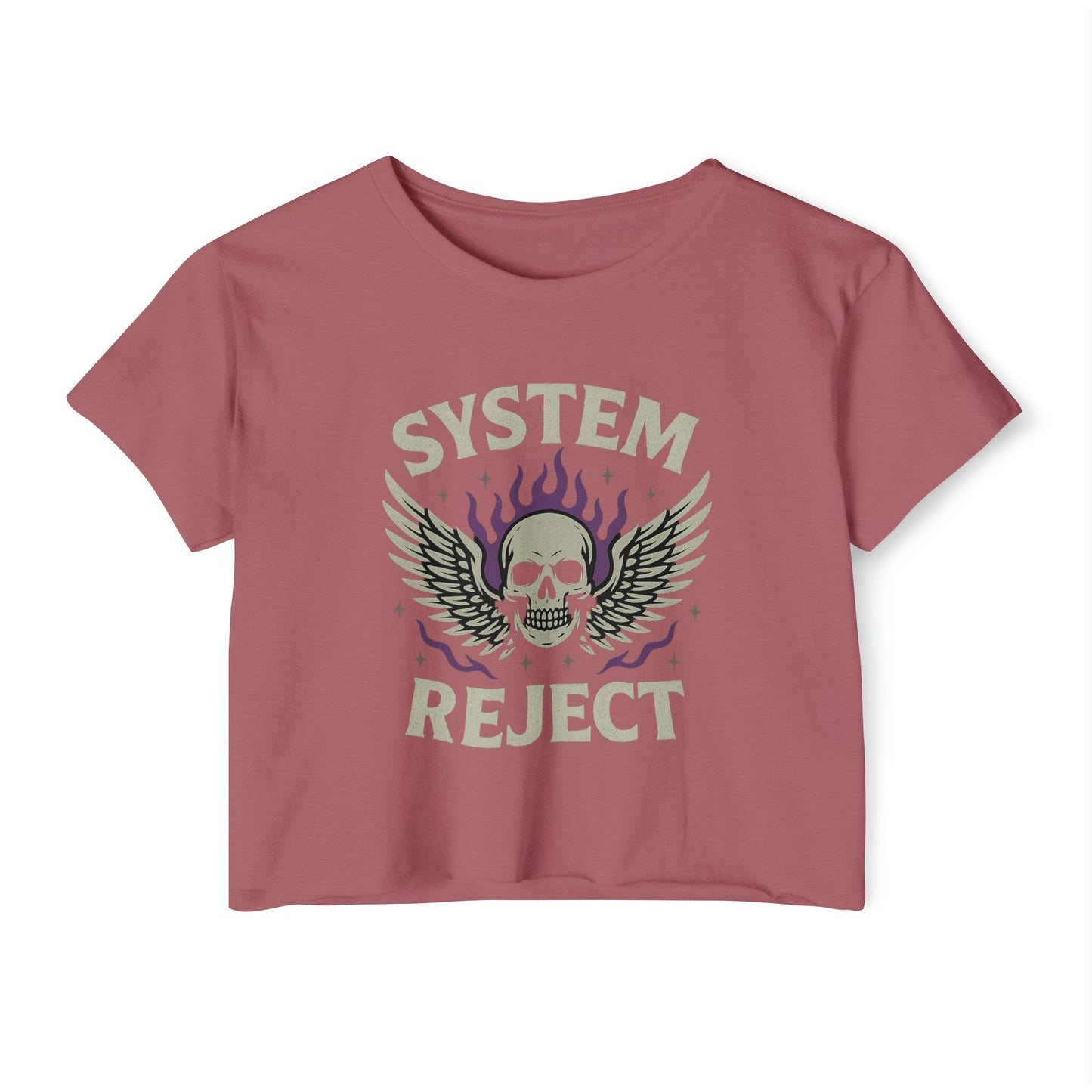 Women's Festival Crop Top with 'SYSTEM REJECT' Graphic, Bohemian Style Activewear, Music Festival Outfit, Edgy Summer Top, Streetwear [...]