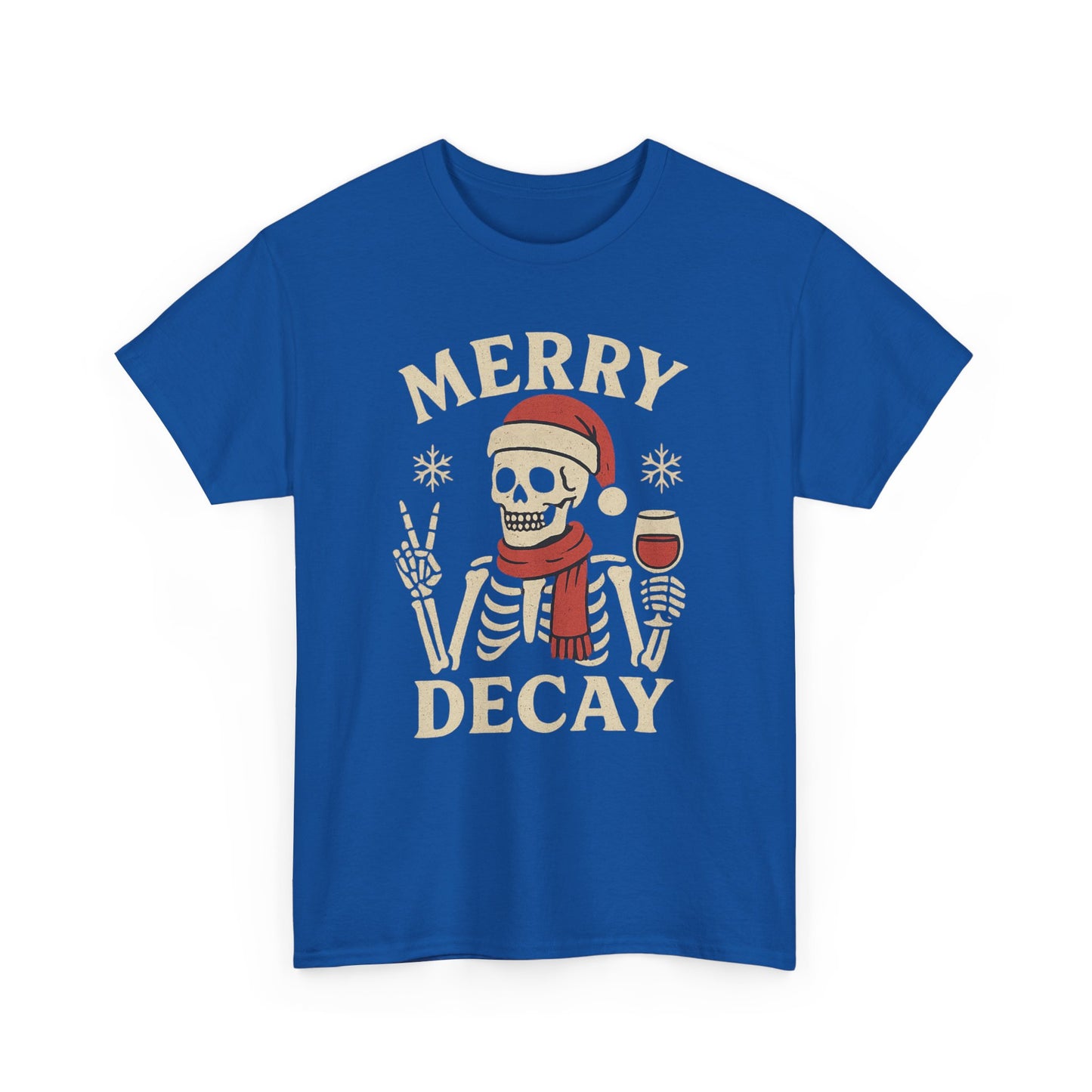 Merry Decay Skeleton Tee, Halloween Shirt, Holiday Graphic Tee, Unisex Casual Wear, Vintage Christmas Apparel