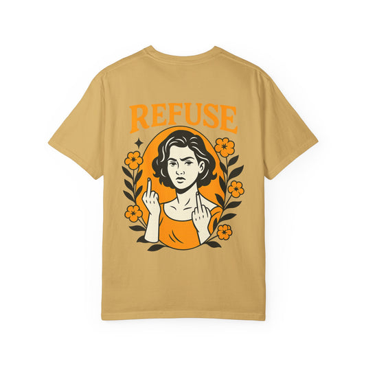 Trendy Graphic Tee for Bold Statement, Lemon & Refusal Design, Unisex Casual Wear, Gift for Friends, Streetwear Style