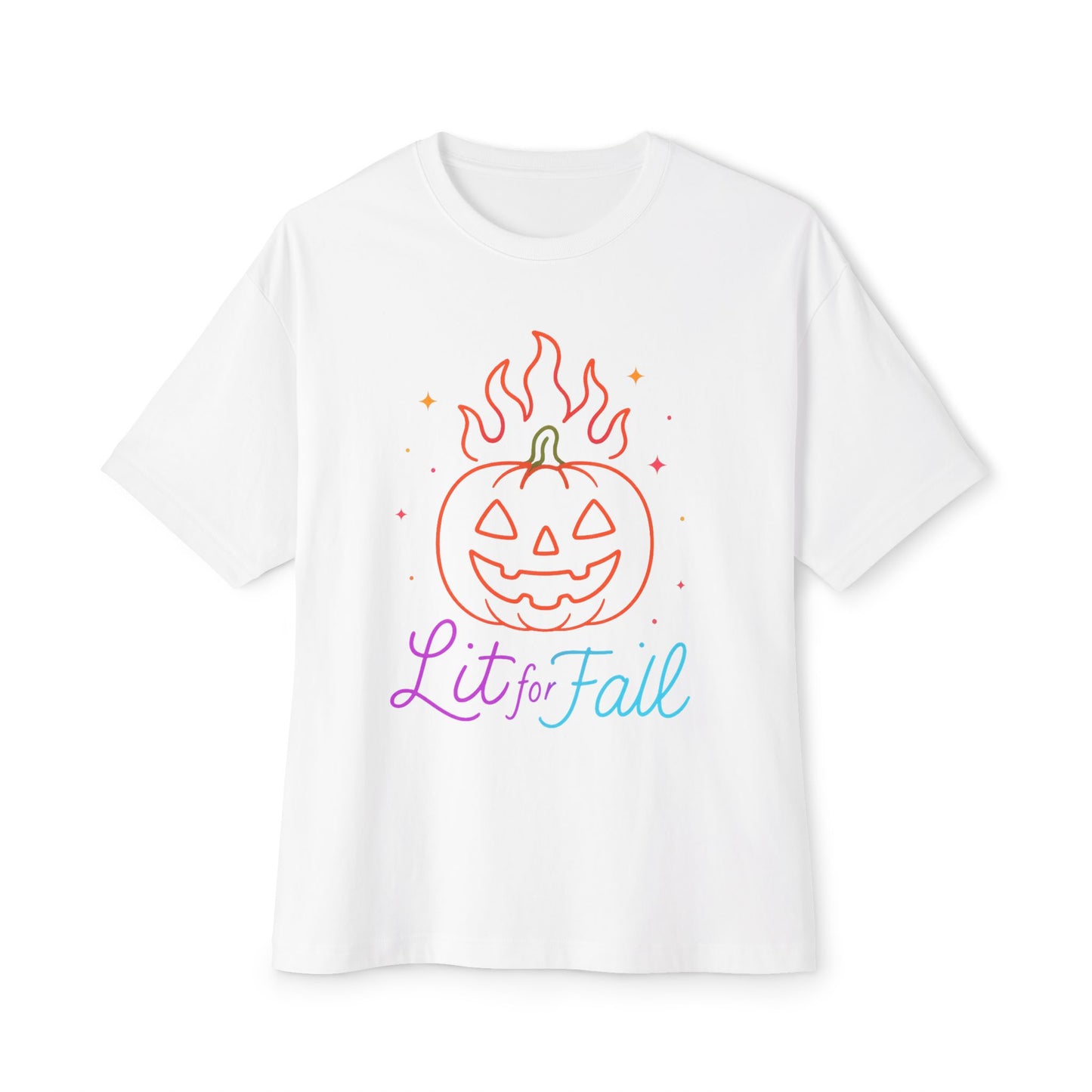 Lit for Fall Oversized Tee, Unisex Halloween T-Shirt, Cozy Fall Apparel, Spooky Season Tee, Pumpkin Design Shirt