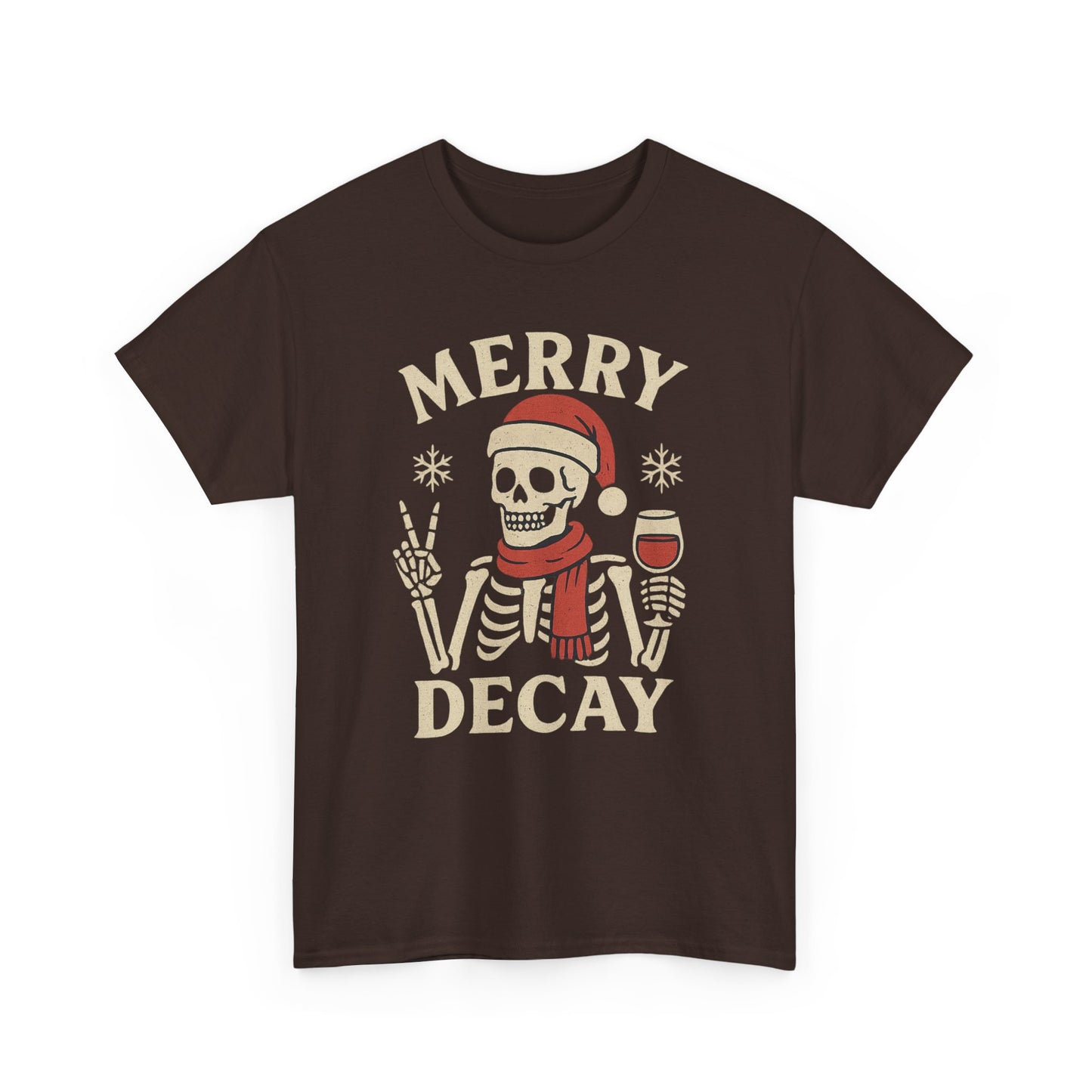 Merry Decay Skeleton Tee, Halloween Shirt, Holiday Graphic Tee, Unisex Casual Wear, Vintage Christmas Apparel