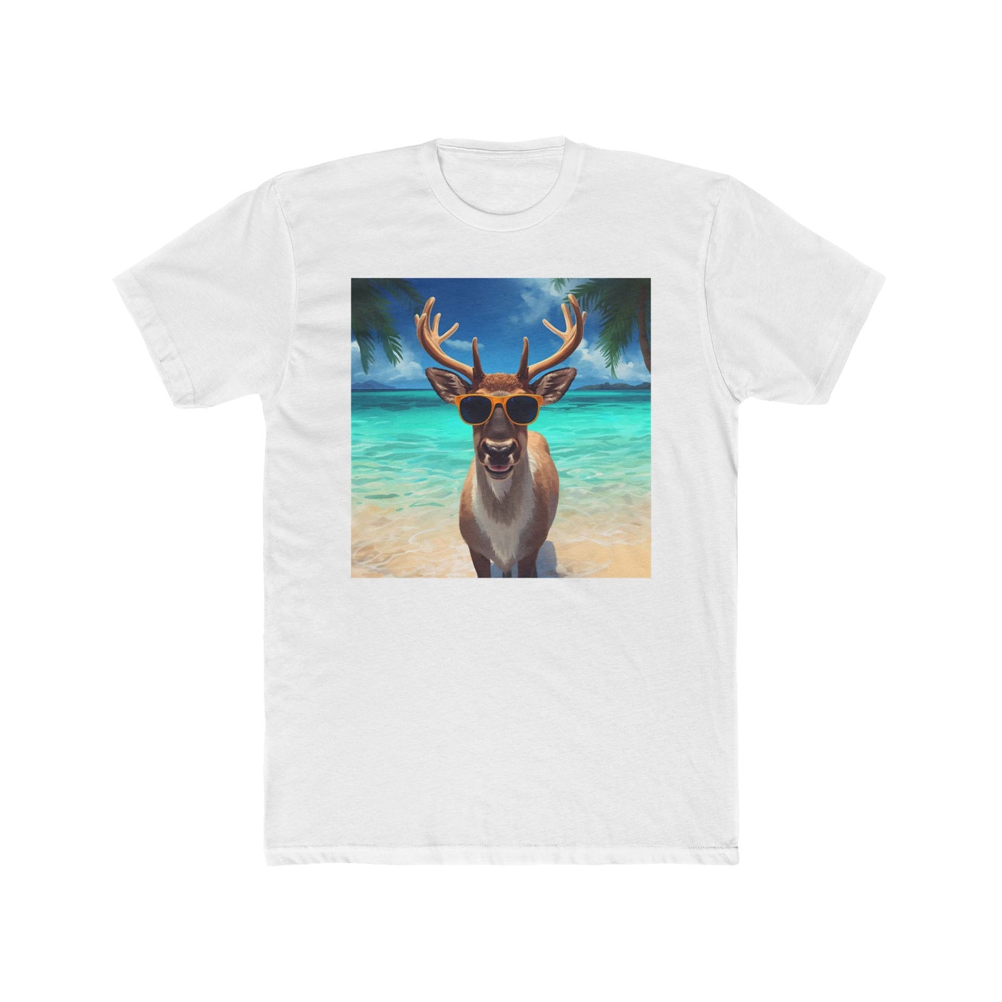 Funny Reindeer Tee, Summer Vibes in Christmas T-Shirt, Casual Outfit, Gift for Animal Lovers, Unique Graphic Tee, Vacation Beachwear
