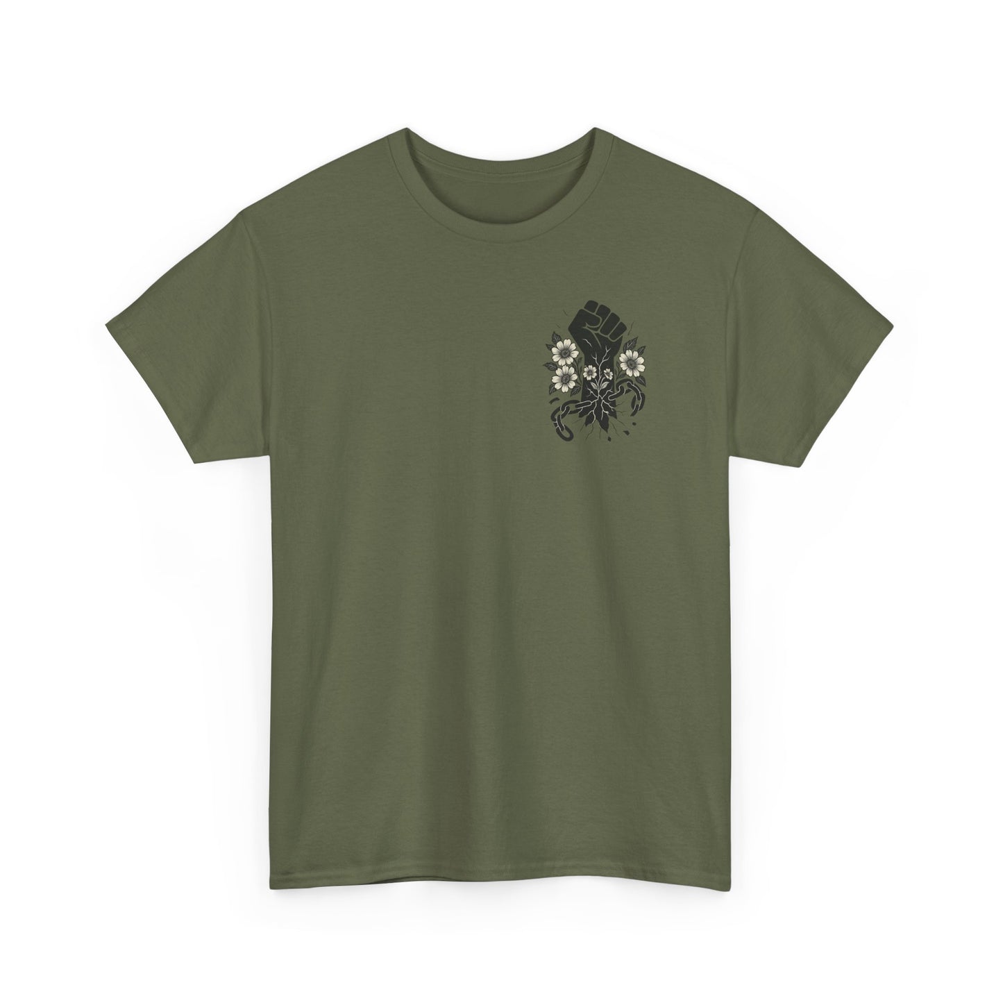 Empowering Statement Tee: Unisex Heavy Cotton Shirt, Protest Wear, Floral Design, Comfortable Casual Top, Activism Apparel