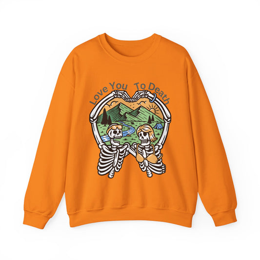 Love You To Death Graphic Sweatshirt, Cozy Fall Apparel, Halloween Gift, Couple's Sweatshirt