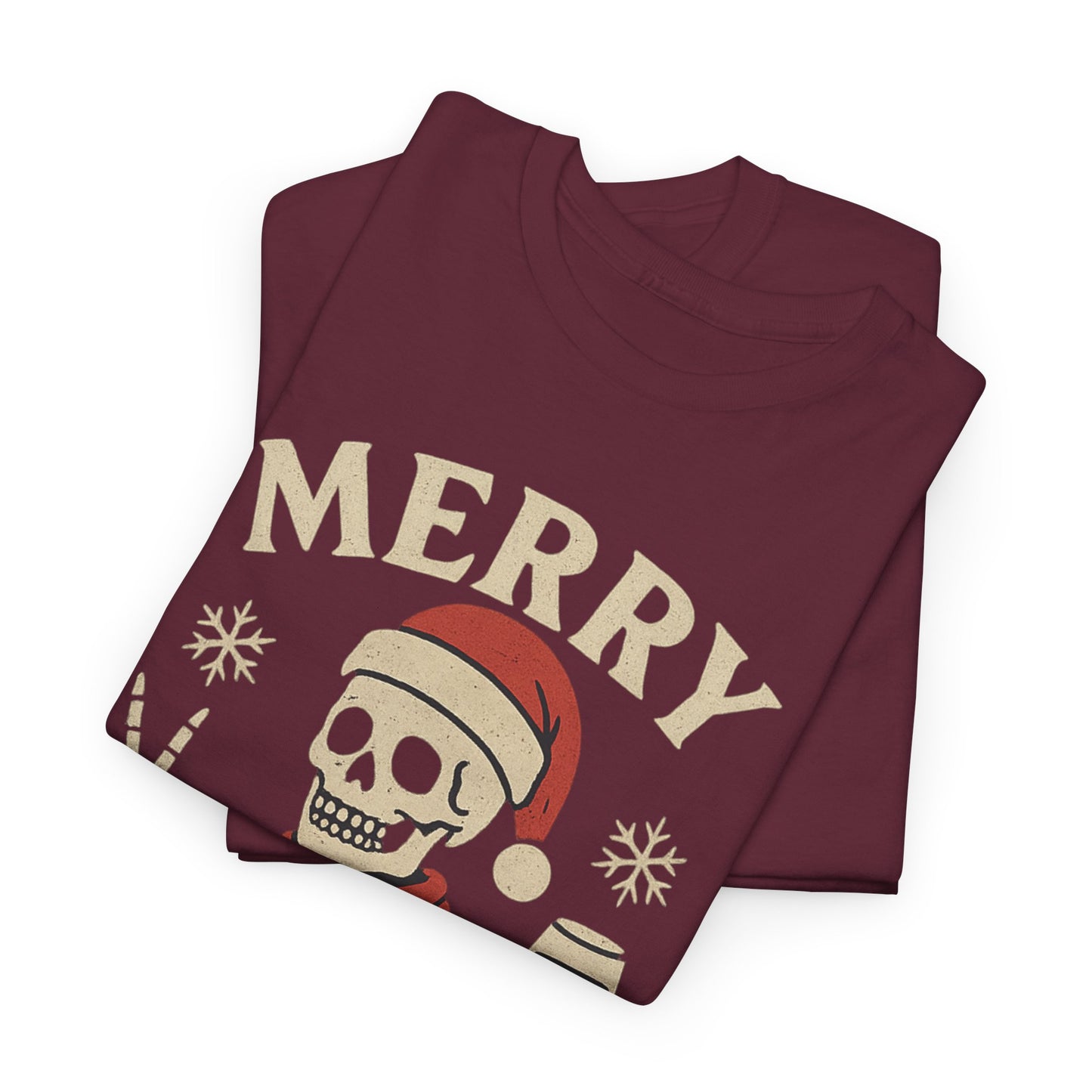 Merry Decay Skeleton Tee, Halloween Shirt, Holiday Graphic Tee, Unisex Casual Wear, Vintage Christmas Apparel