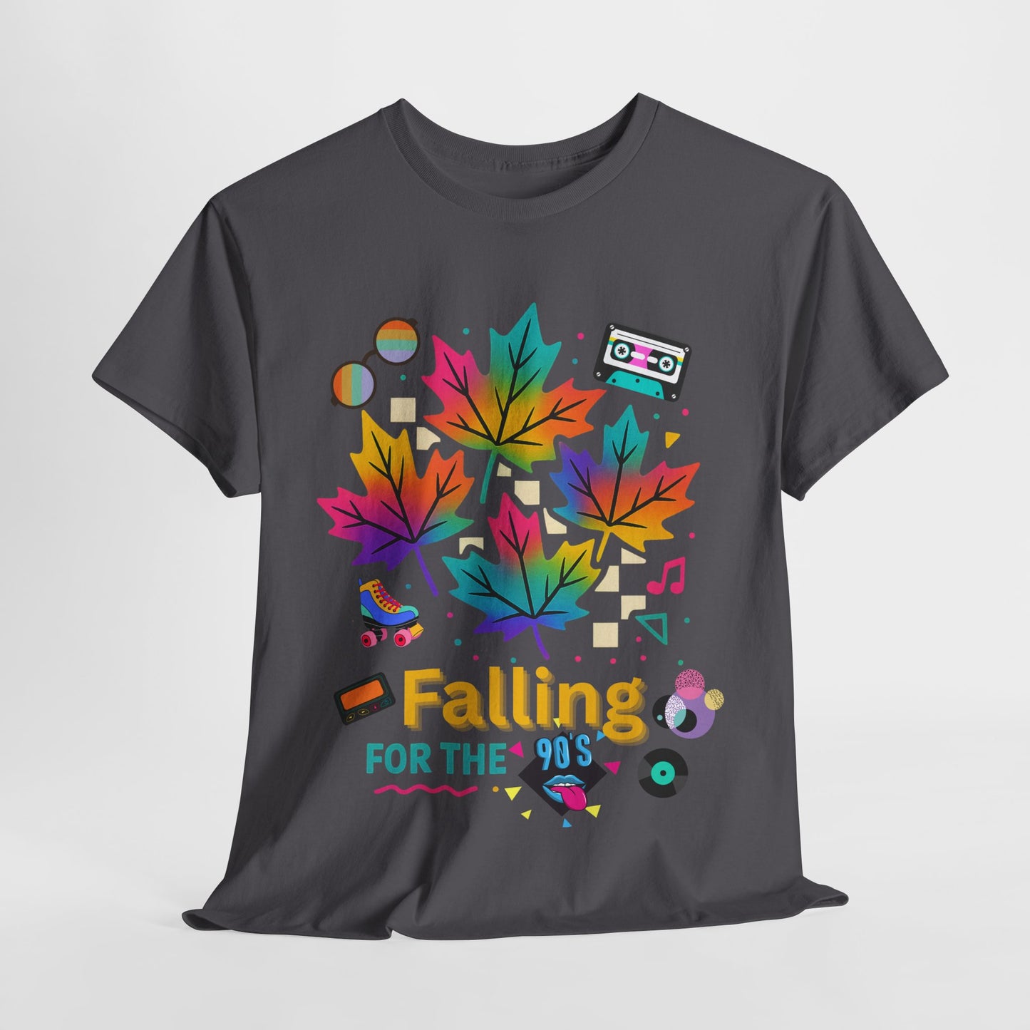 Fall 90s Vibes Tee, 90s Nostalgia T-shirt, Neon Fall Leaves