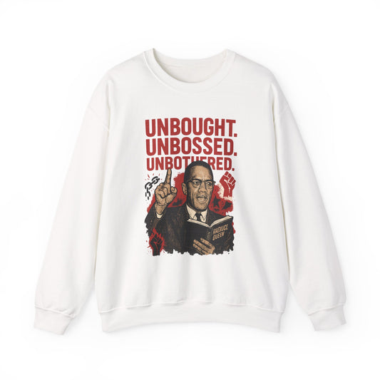Malcolm X Crewneck Sweatshirt - Unbought, Unbossed, Unbothered | Motivational Gift, Casual Wear, Statement Sweater, Unique [...]