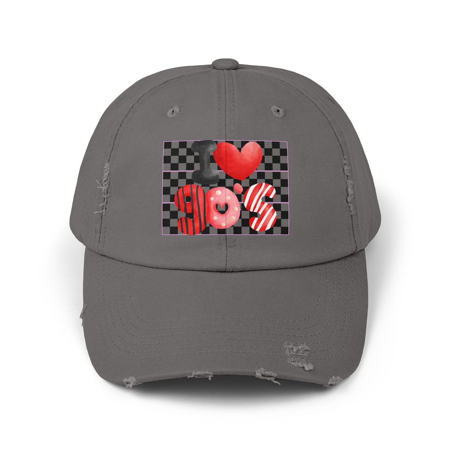 90's Love Unisex Distressed Cap | Retro Hat for Nostalgia Lovers, Vintage Gift, Casual Wear, Festival Accessory, Trendy Streetwear