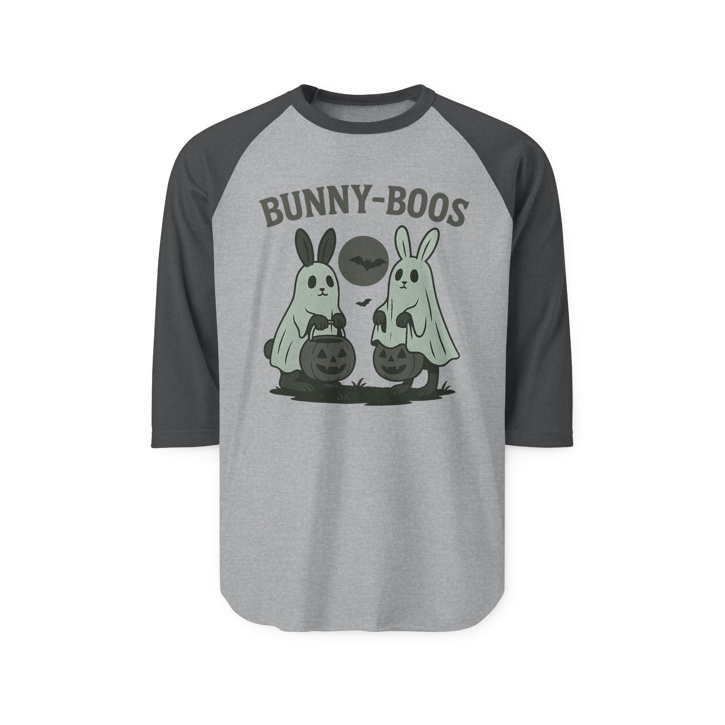 Halloween Bunny-Boos Raglan Shirt, Unisex Tee, Fall Apparel, Cute Halloween Top, Spooky Style, Holiday Gift