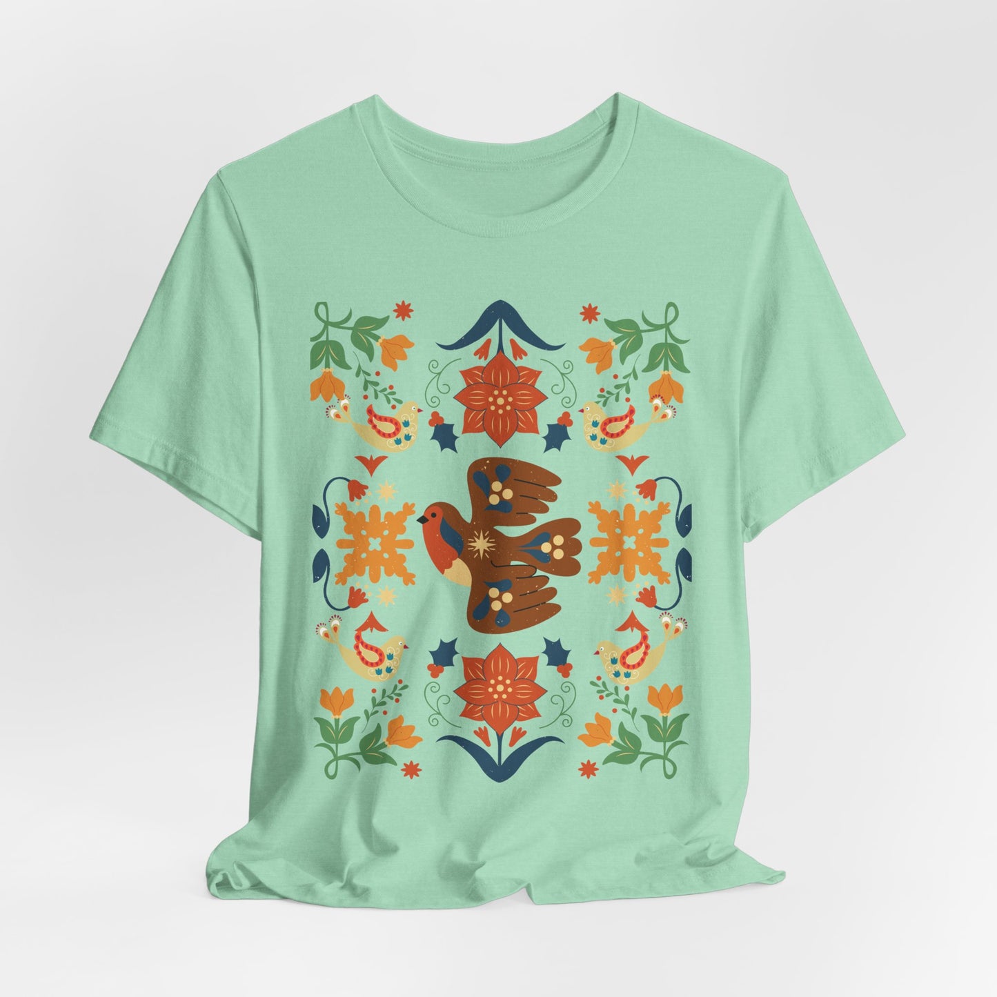 Bohemian Nature Tee: Botanical Bird Print | Vintage Earthy Aesthetic, Bohemian Style T-Shirt, Unique Gift for Any Occasion