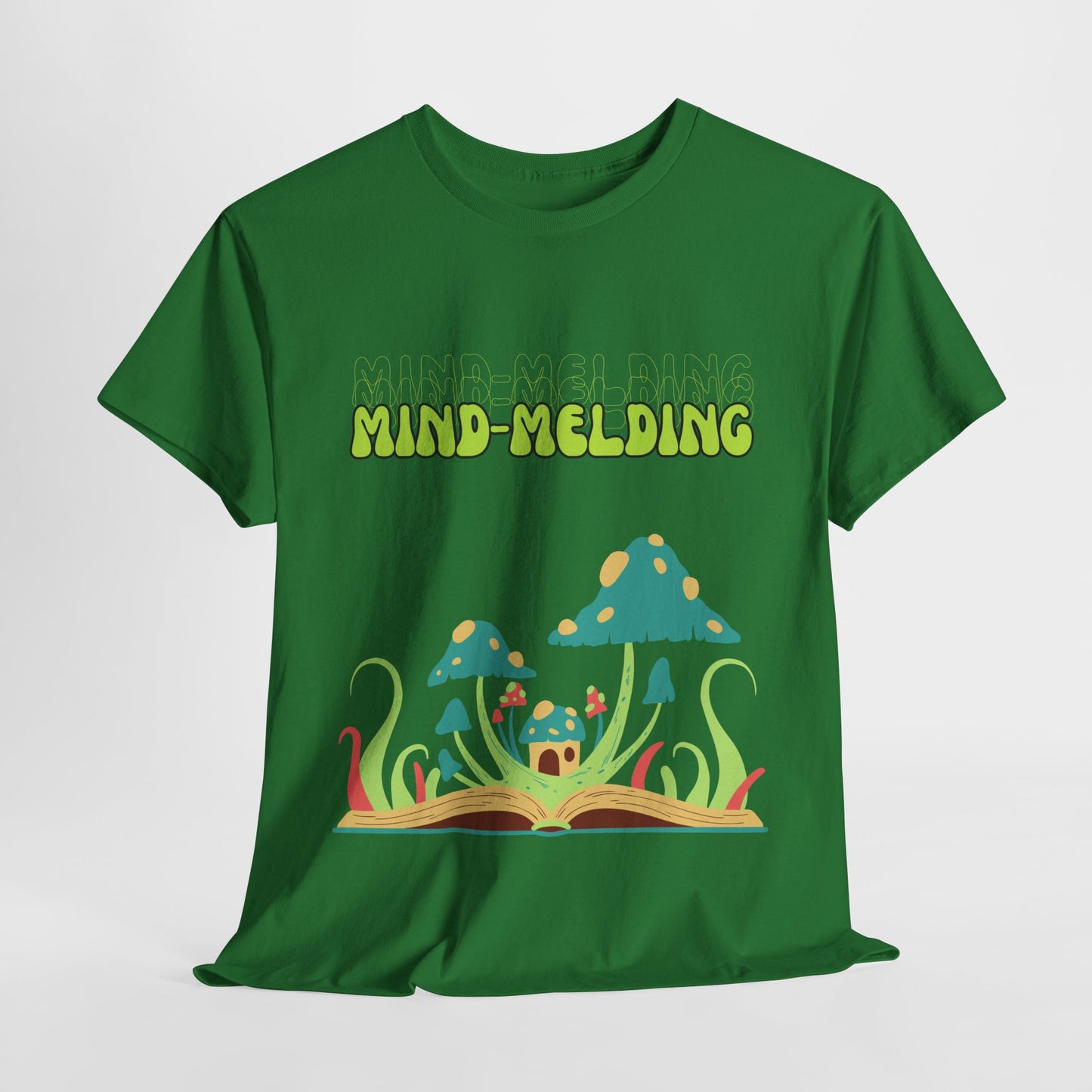 Mind-Melding Unisex Heavy Cotton Tee, Psychedelic Mushroom Shirt, Comfortable Casual Wear, Festival Fashion, Gift for Nature Lovers