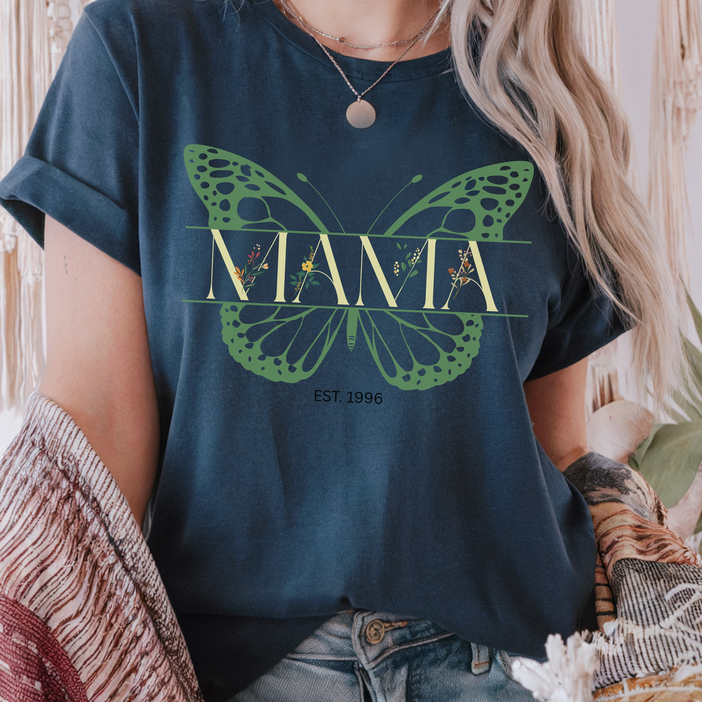 Butterfly-Inspired Tee for Mama, Perfect for Birthdays, Casual Days, Gift for Mom, Earth Day Apparel