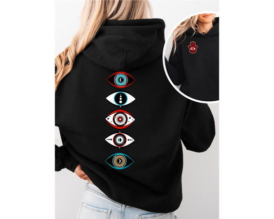 Evil Eye Zip Hoodie, Trendy Sweatshirt for Spiritual Vibes, Stylish Protection & Spiritual Streetwear