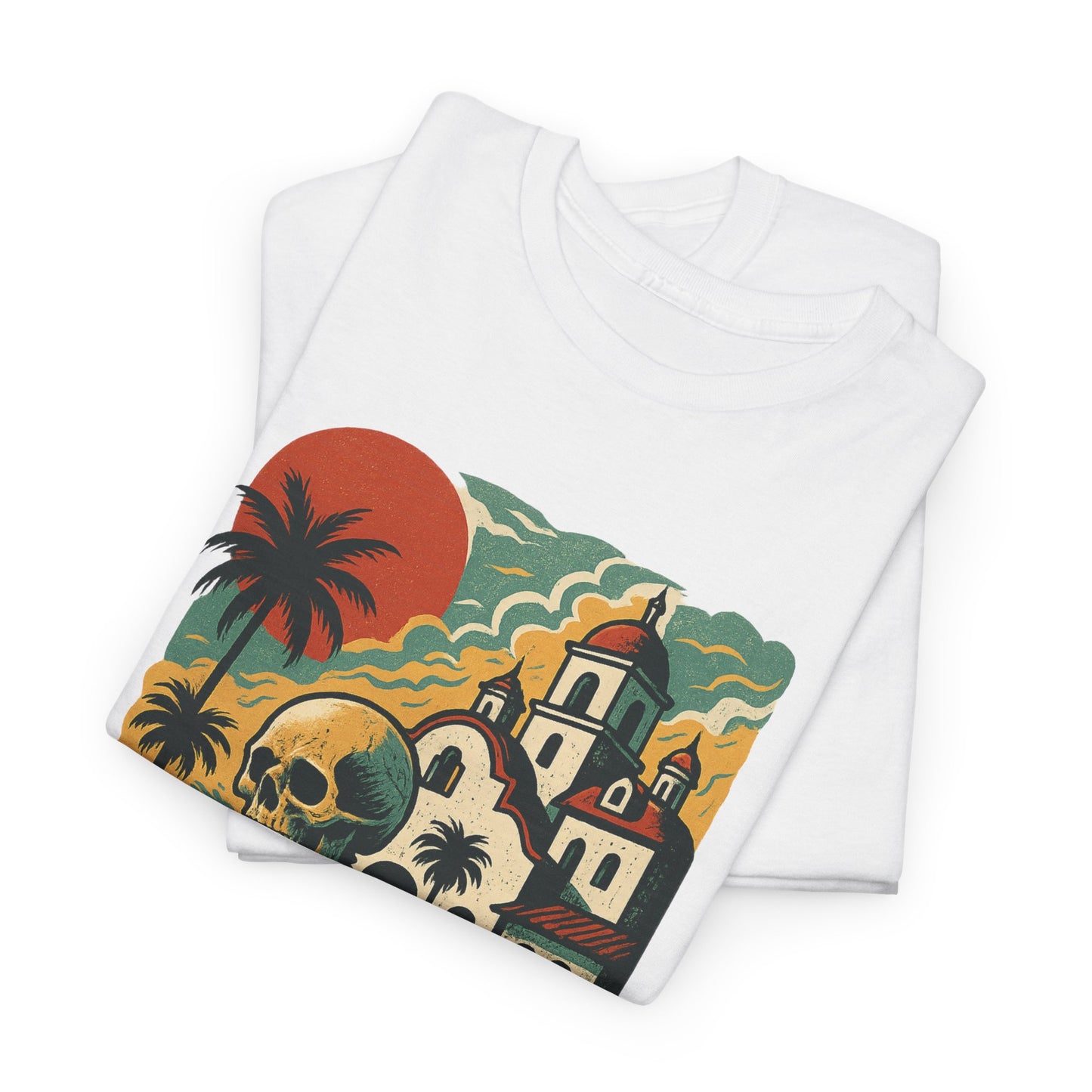 Retro Skeleton Palm Tree Tee, California Hotel, Vintage Beach T-Shirt, Unisex Graphic Top, Summer Vibes Shirt, Ideal for Halloween, Day of the Dead