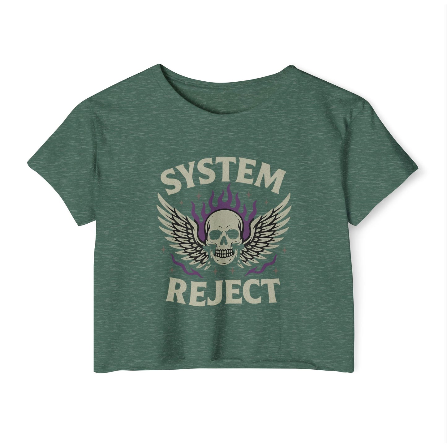Women's Festival Crop Top with 'SYSTEM REJECT' Graphic, Bohemian Style Activewear, Music Festival Outfit, Edgy Summer Top, Streetwear [...]