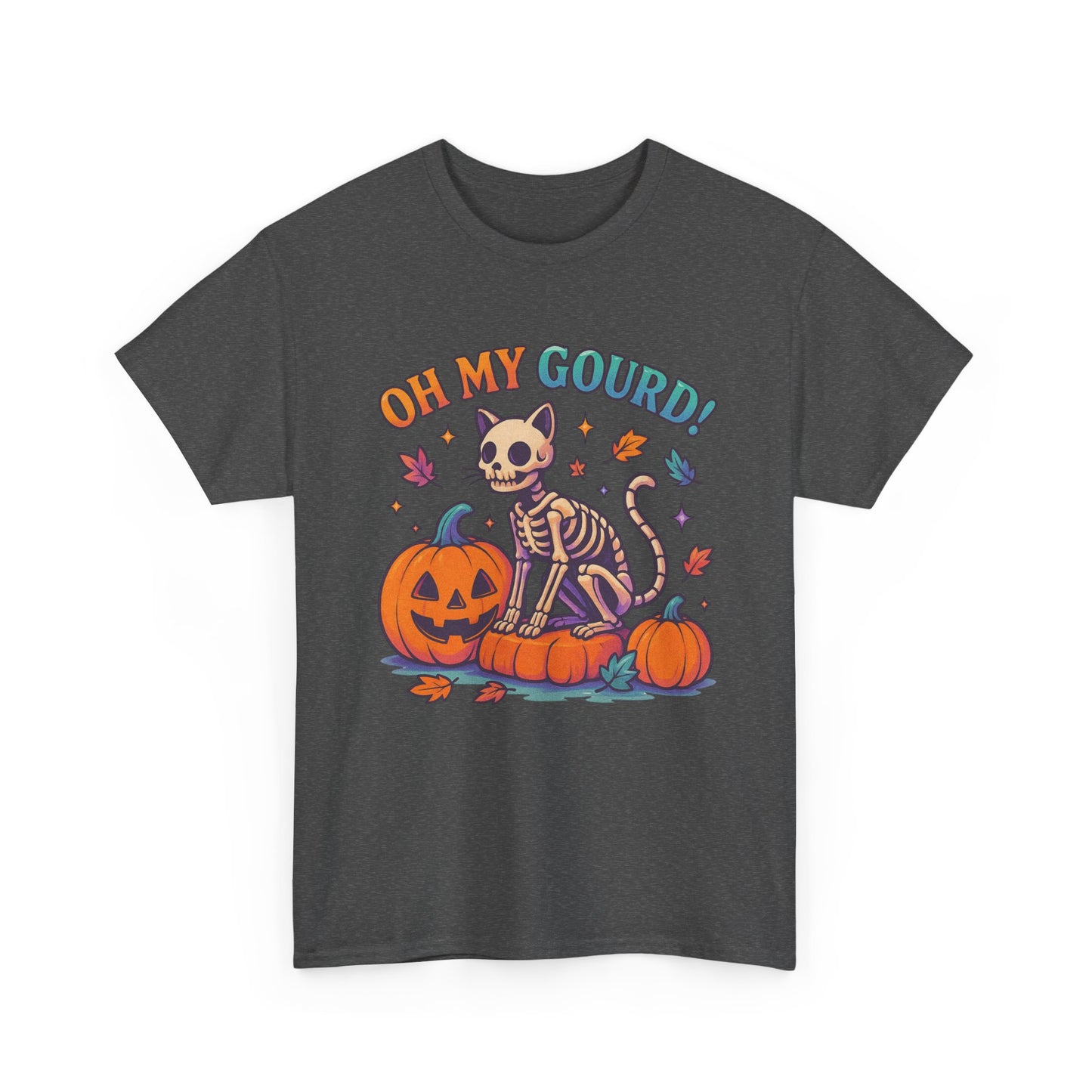 Halloween Cat Tee, Heavy Cotton T-Shirt, Fall Fashion, Cute Halloween Shirt, Pumpkin Lover Gift, Spooky Season Apparel