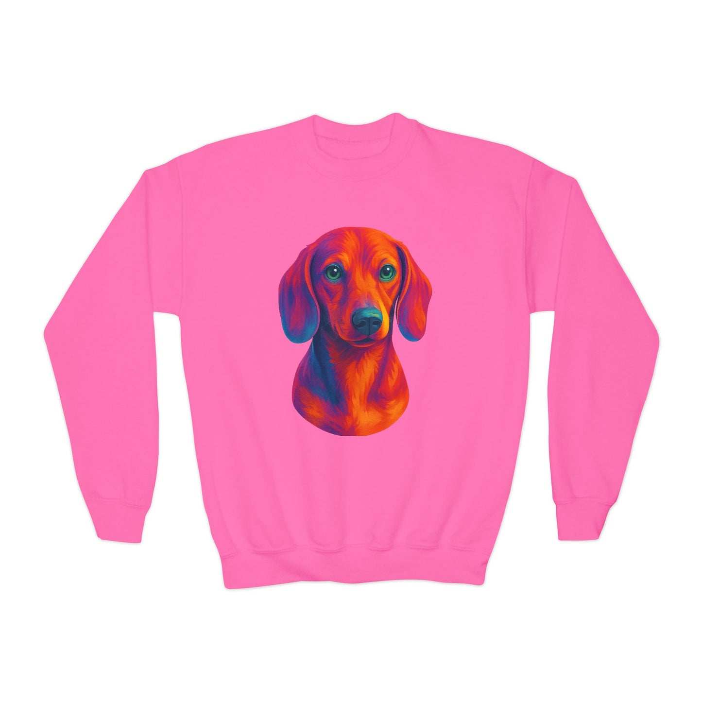 Colorful Dog Sweatshirt, Kid's Weenie Dog Sweatshirt, Puppy Gift, Dog Print Pullover, Dachshund Themed Apparel
