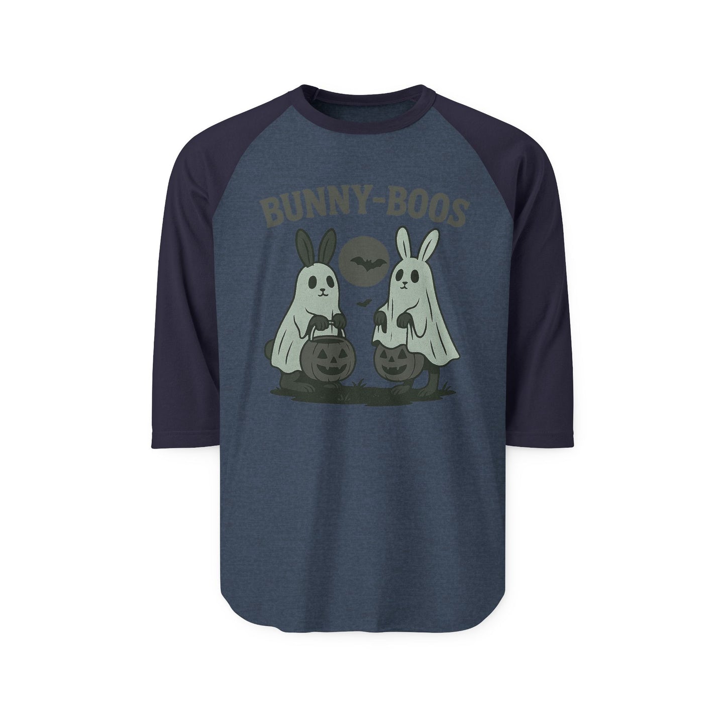 Halloween Bunny-Boos Raglan Shirt, Unisex Tee, Fall Apparel, Cute Halloween Top, Spooky Style, Holiday Gift