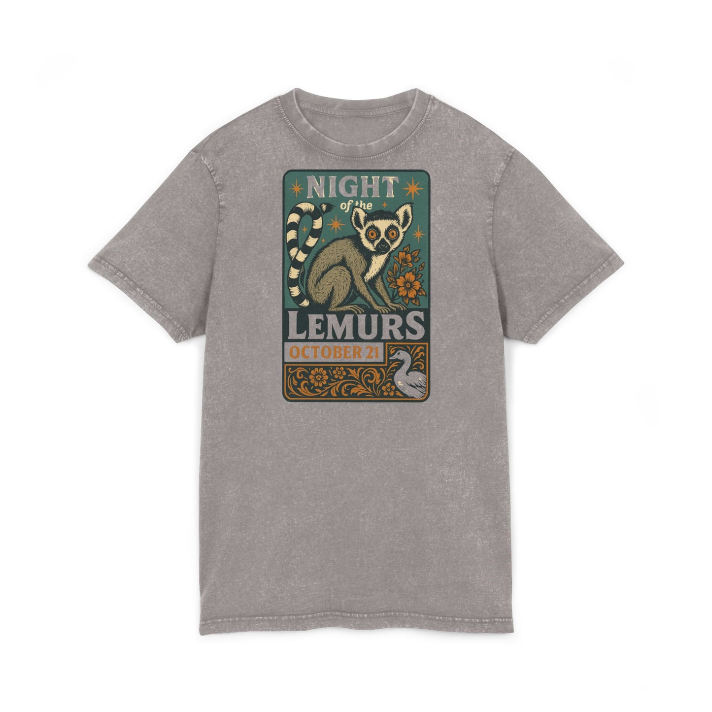 Acid Washed Animal Tee, Nature Lover T-Shirt, Eco-Friendly Fashion, Gift for Wildlife Fans, October Celebrations