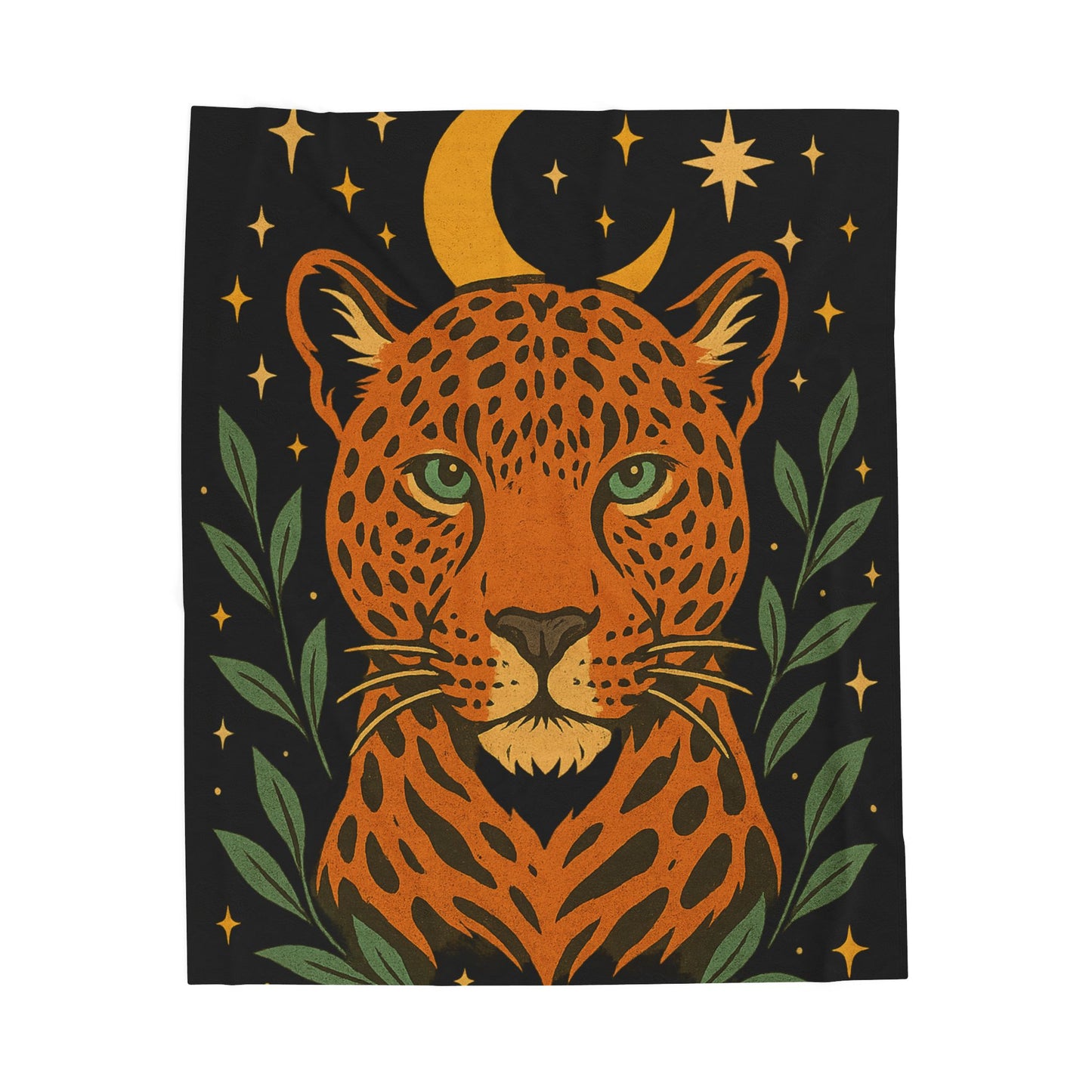 Celestial Leopard Velveteen Blanket | Cozy Home Decor, Perfect Gift, Boho Style, Animal Lover Throw, Warm Blanket