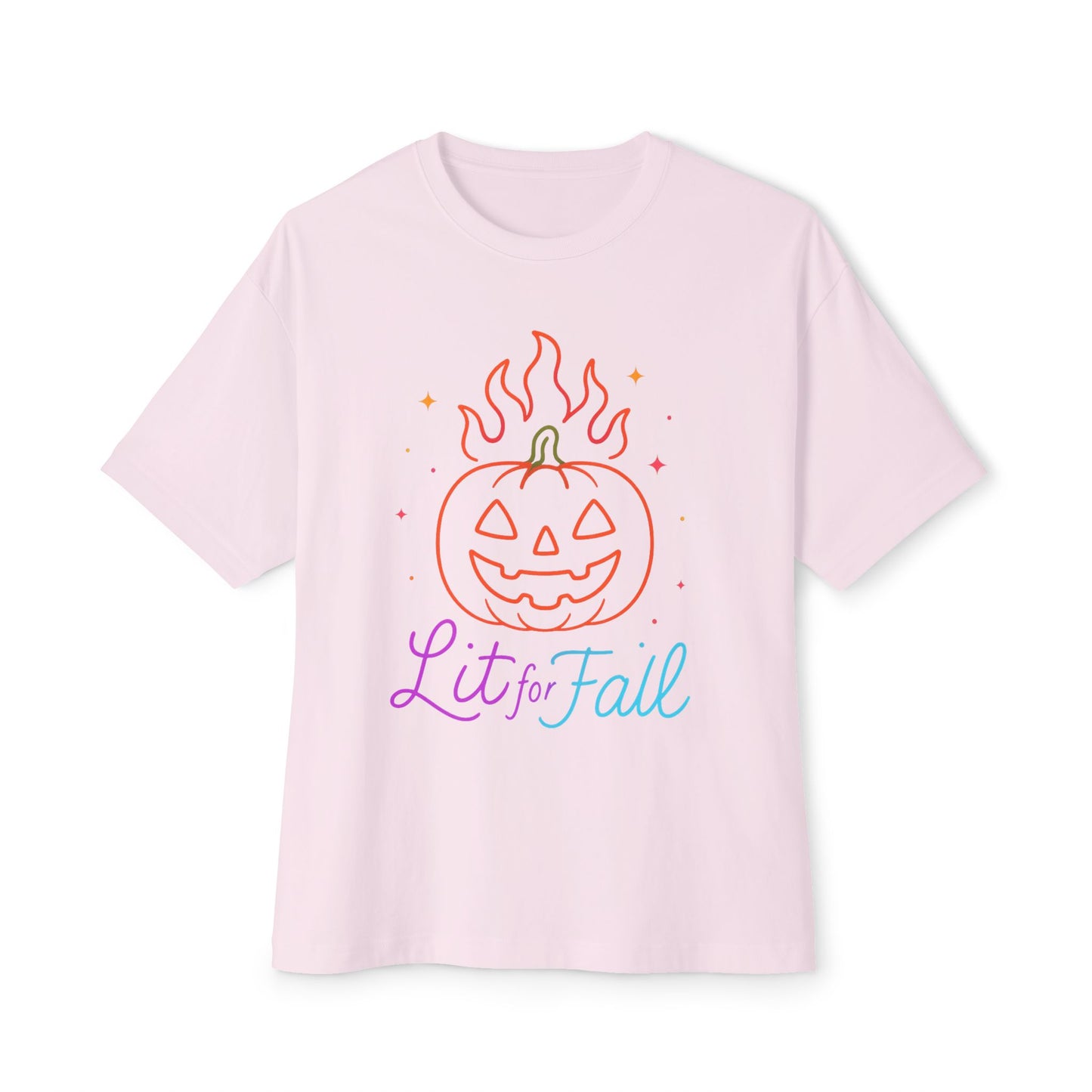 Lit for Fall Oversized Tee, Unisex Halloween T-Shirt, Cozy Fall Apparel, Spooky Season Tee, Pumpkin Design Shirt