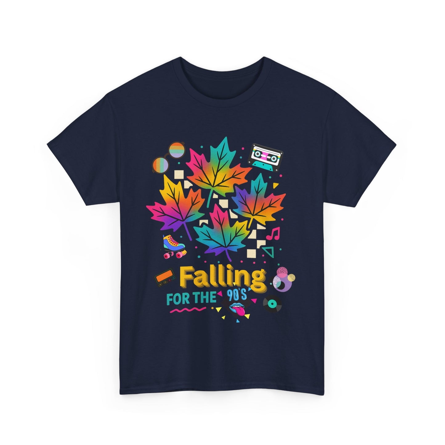 Fall 90s Vibes Tee, 90s Nostalgia T-shirt, Neon Fall Leaves