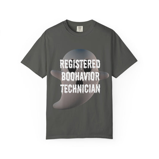 Ghostly RBT Humor Unisex Tee - Registered Boo-Havior Technician - Funny Gift for Halloween, Comic Fans, Ghost Lovers, Casual Wear