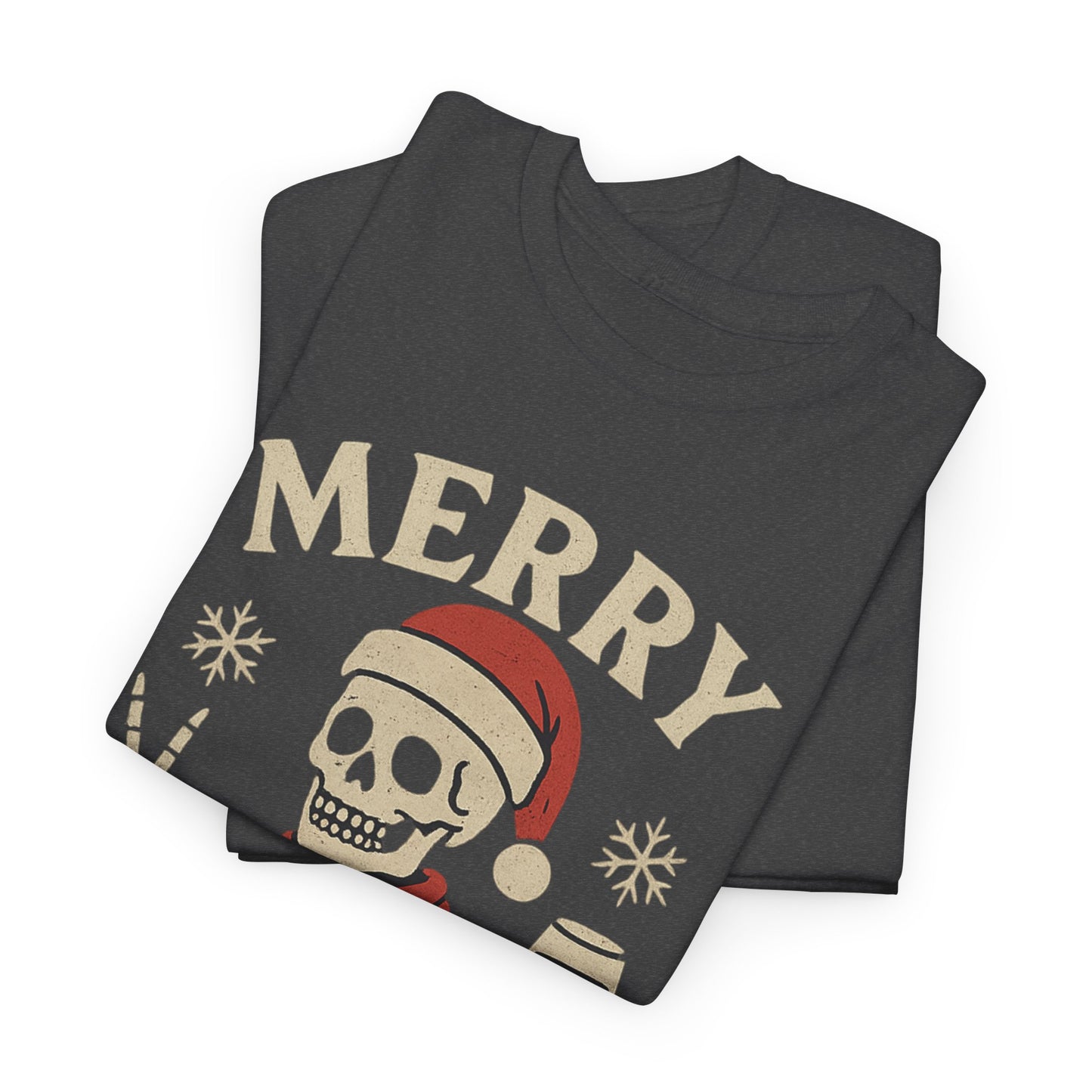 Merry Decay Skeleton Tee, Halloween Shirt, Holiday Graphic Tee, Unisex Casual Wear, Vintage Christmas Apparel