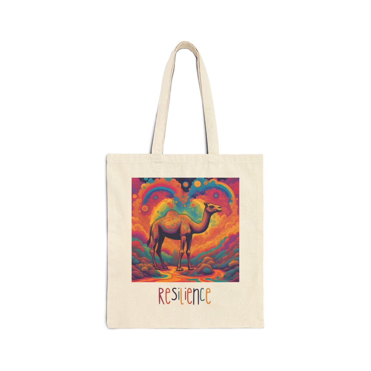 Resilience Camel Cotton Canvas Tote Bag | Eco-Friendly Shopping Bag, Inspirational Gift, Beach Bag, Art Carryall, Everyday Tote