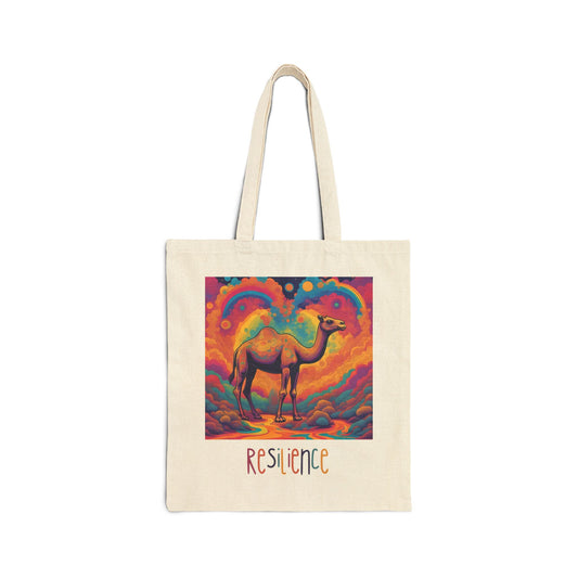 Resilience Camel Cotton Canvas Tote Bag | Eco-Friendly Shopping Bag, Inspirational Gift, Beach Bag, Art Carryall, Everyday Tote